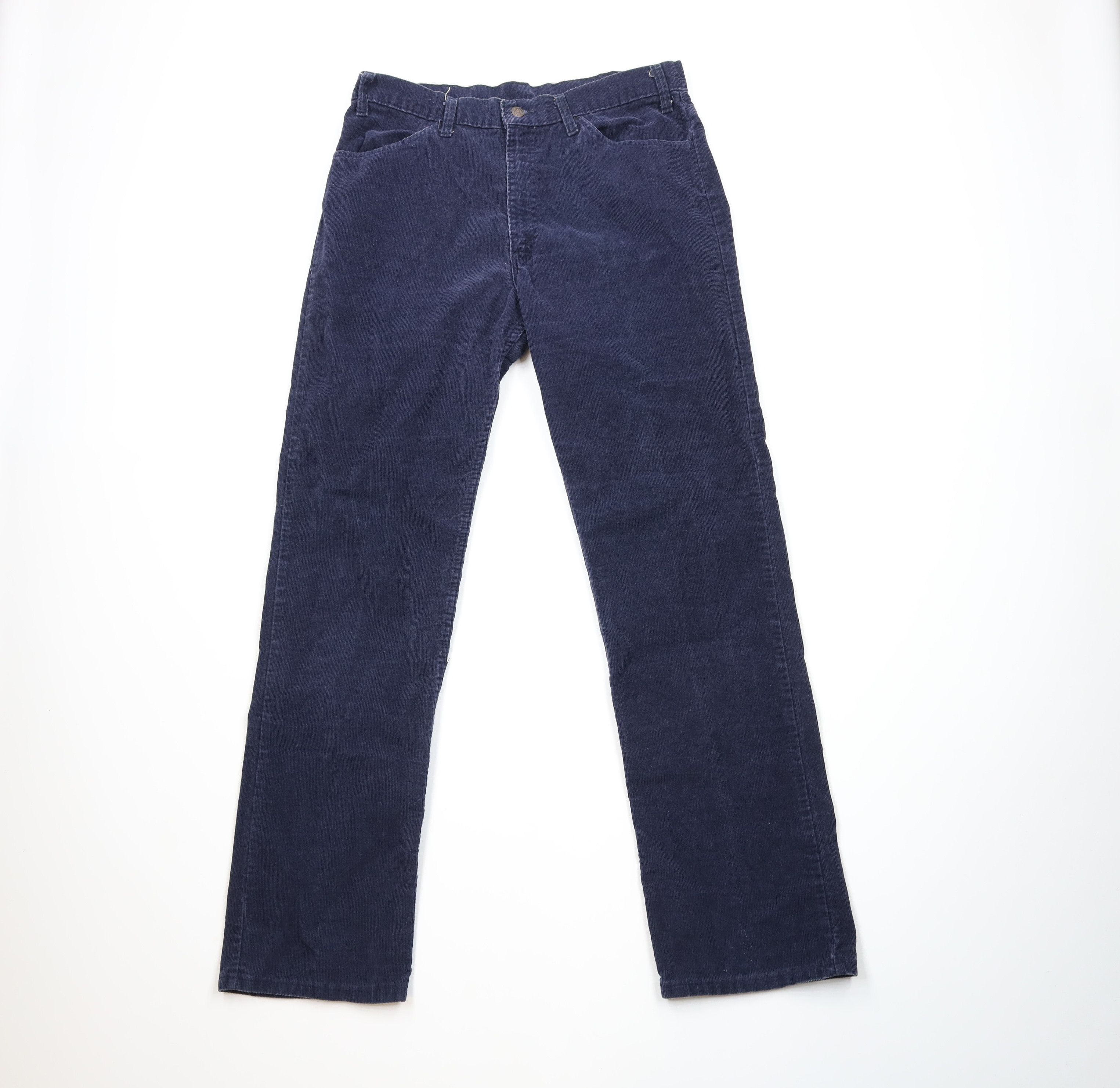 Levi's × Vintage Vintage 80s Levis Flared Corduroy Chino Pants Navy Blue USA Size US 36 / EU 52 - 1 Thumbnail