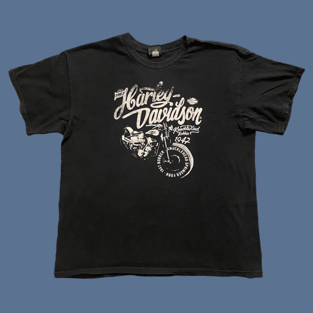 Harley Davidson Harley-Davidson T-Shirt Mens XL Black Double-Sided Skeleton Flames Graphic Print Crew Neck Short Sleeve Size US XL / EU 56 / 4 - 1 Thumbnail