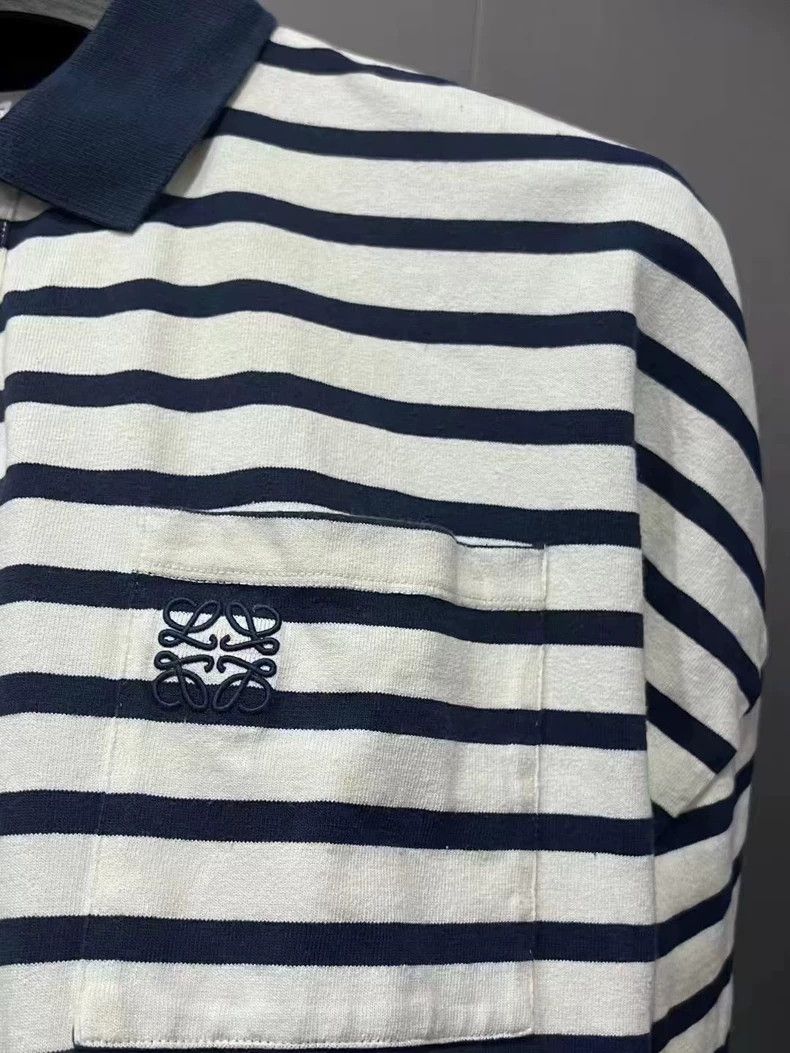 Loewe LOEWE Blue and white embroidered stripes polo long sleeves Size M / US 6-8 / IT 42-44 - 3 Thumbnail