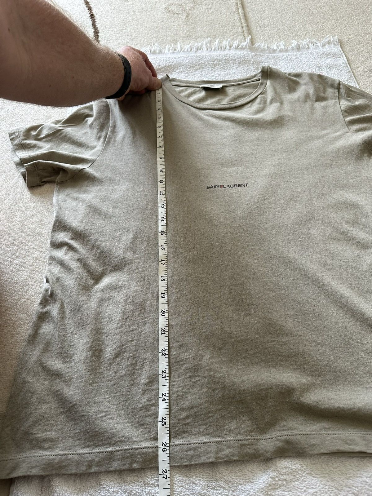 Saint Laurent Paris $550 Saint Laurent Rive Gauche logo t shirt olive khaki M Size US M / EU 48-50 / 2 - 5 Thumbnail