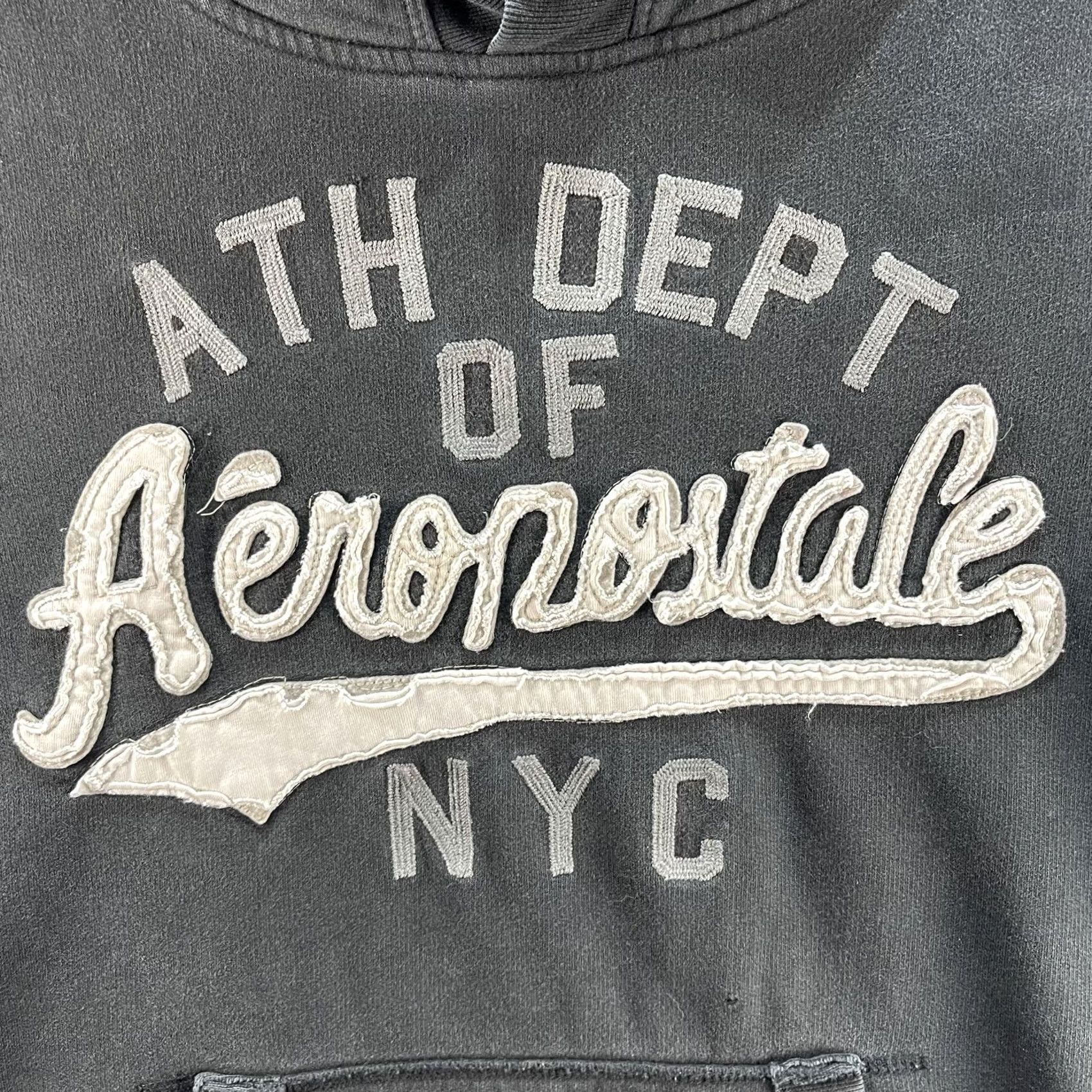 Vintage VINTAGE Aeropostale Hoodie Mens M Charcoal Pullover Hooded Graphic Print NYC 87 Thrashed Distressed Size US M / EU 48-50 / 2 - 3 Thumbnail