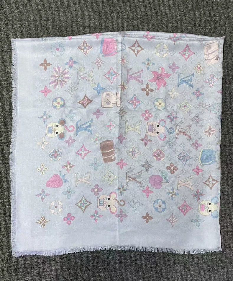 Louis Vuitton Colored full-print silk scarf