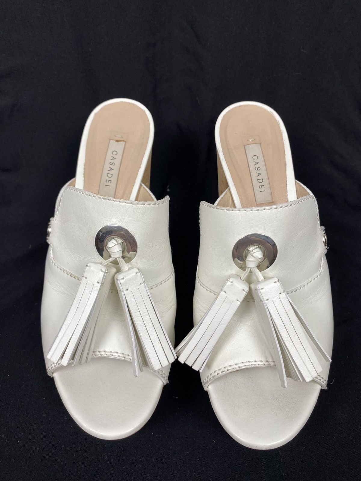 Casadei Casadei Leather Tassel Platform Slide Sandals size 39 Size US 9 / IT 39 - 2 Thumbnail