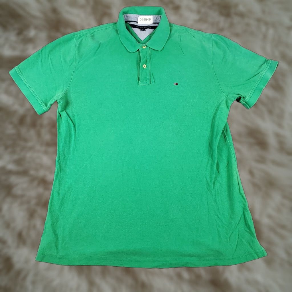 Tommy Hilfiger Tommy Hilfiger Polo Shirt Adult XL Green Solid Short Sleeve Casual Activewear Mens Size US XL / EU 56 / 4 - 1 Thumbnail
