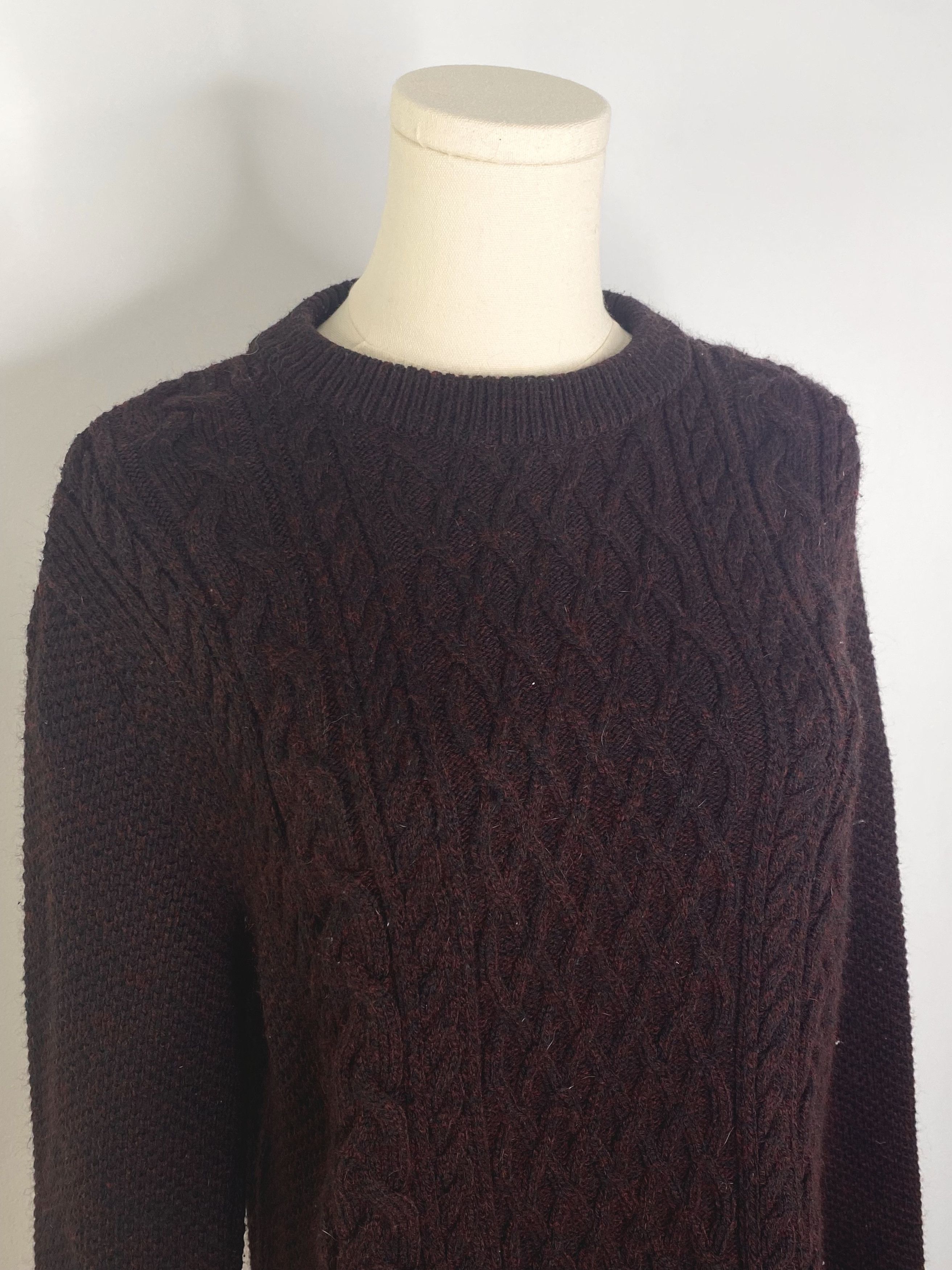 Zara Zara Man - Burgundy cable knit sweater Size US M / EU 48-50 / 2 - 2 Thumbnail