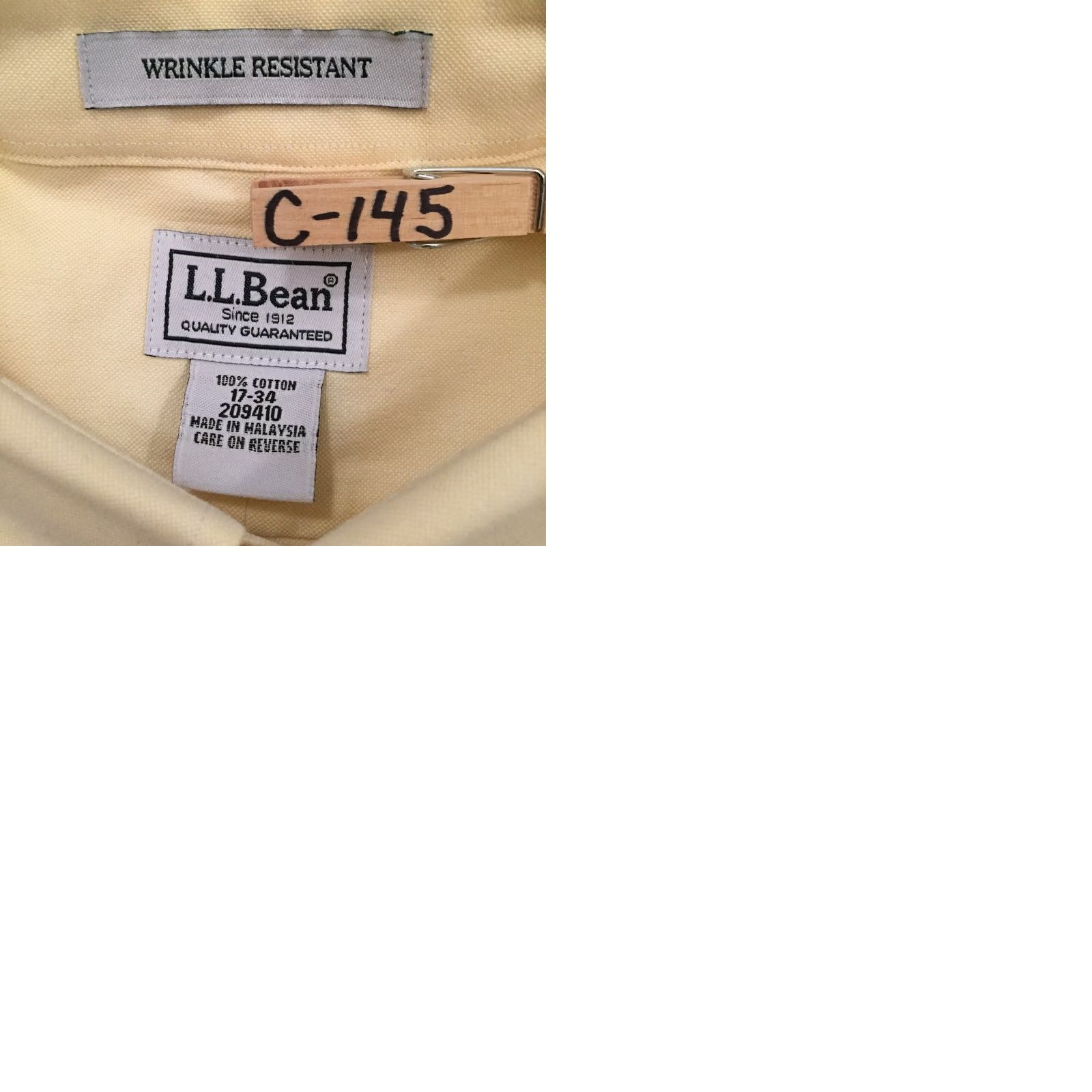 Vintage LL Bean Shirt Mens 17 Yellow Long Sleeve Button-Down Collared Wrinkle Resistant Button-Up Shirt Size US XL / EU 56 / 4 - 9 Thumbnail
