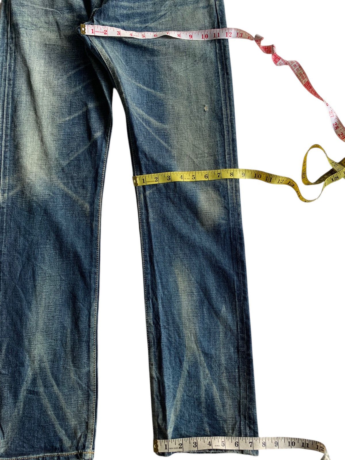 Edwin Rare💥EDWIN 5052RV SELVEDGE RUSTY MUDMAX DISTRESSED DENIM Size US 33 - 19 Thumbnail