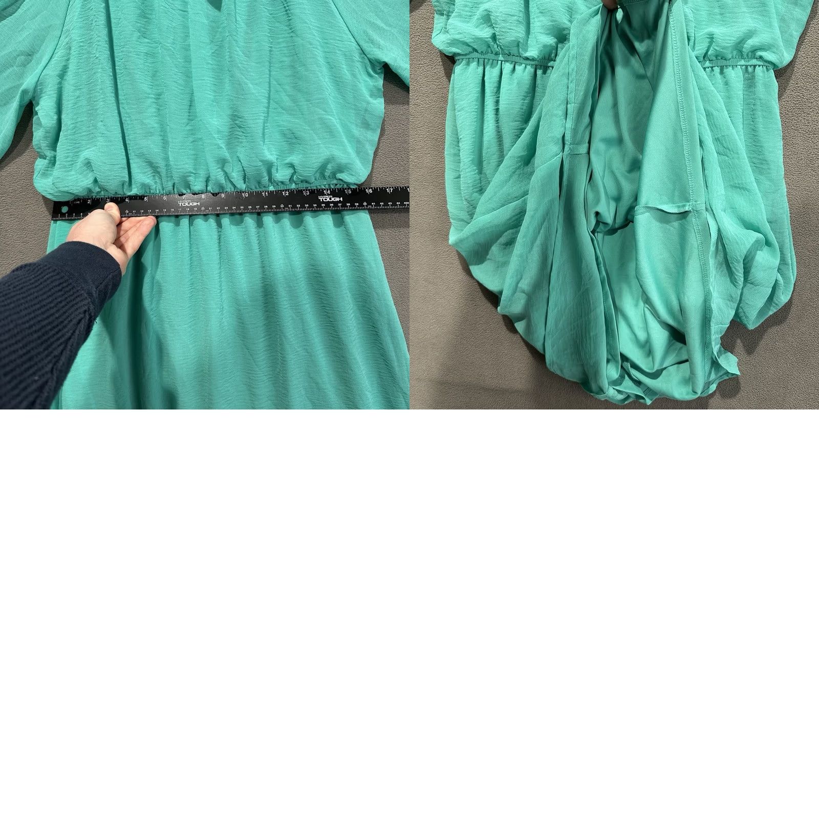 Vintage NWT Cato Dress Womens 16W Pool Green Cold Shoulder Short Sleeve Elastic Waist Dress Size 38" / US 16 / IT 52 - 9 Thumbnail