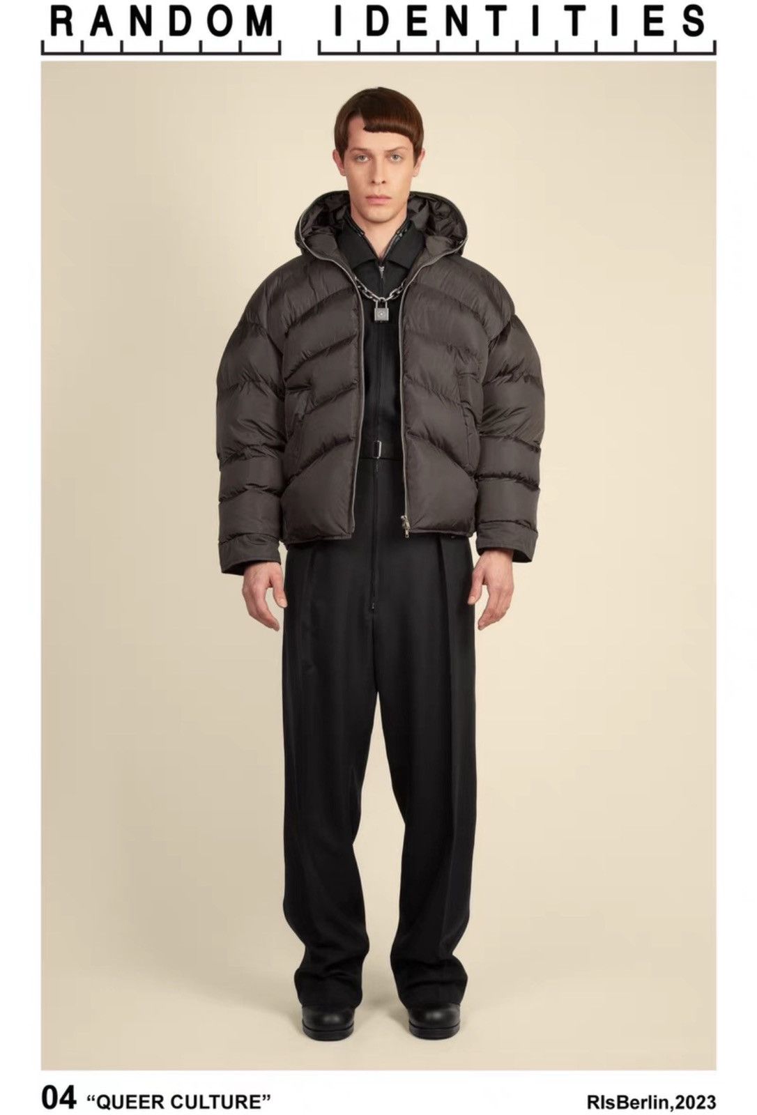 Random Identities Random Identities Leather Panel Hooded Puffer Jacket Size US M / EU 48-50 / 2 - 3 Thumbnail