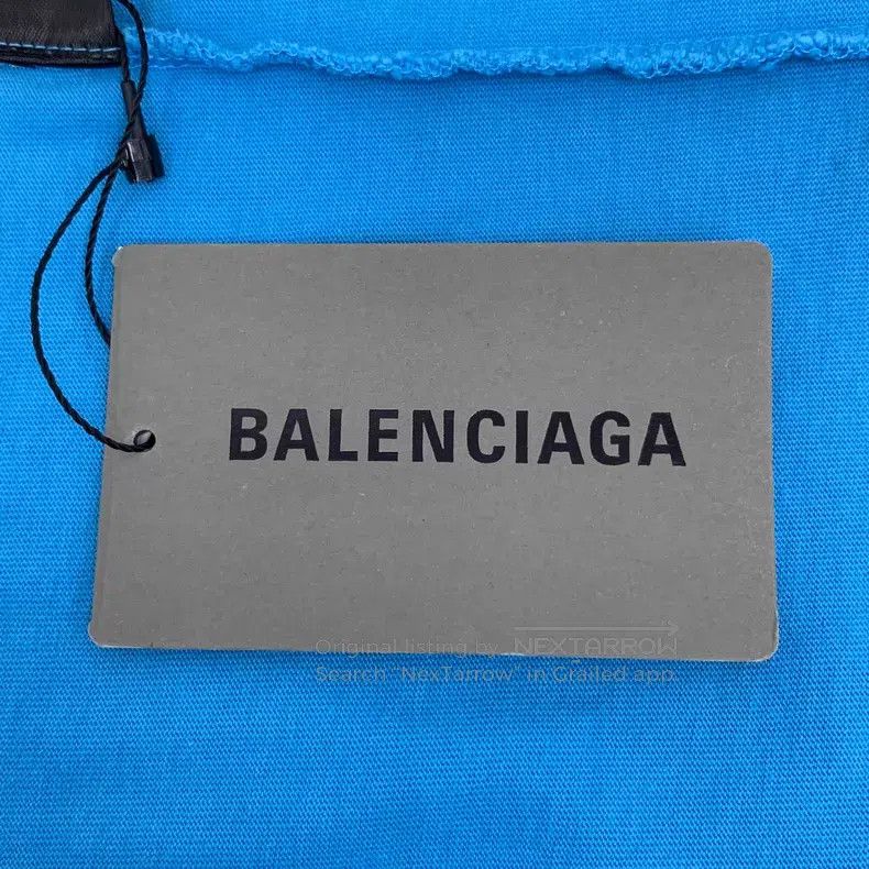 Balenciaga Balenciaga Blue Logo Letter Printed Cotton Round Neck Shor Size US M / EU 48-50 / 2 - 7 Thumbnail