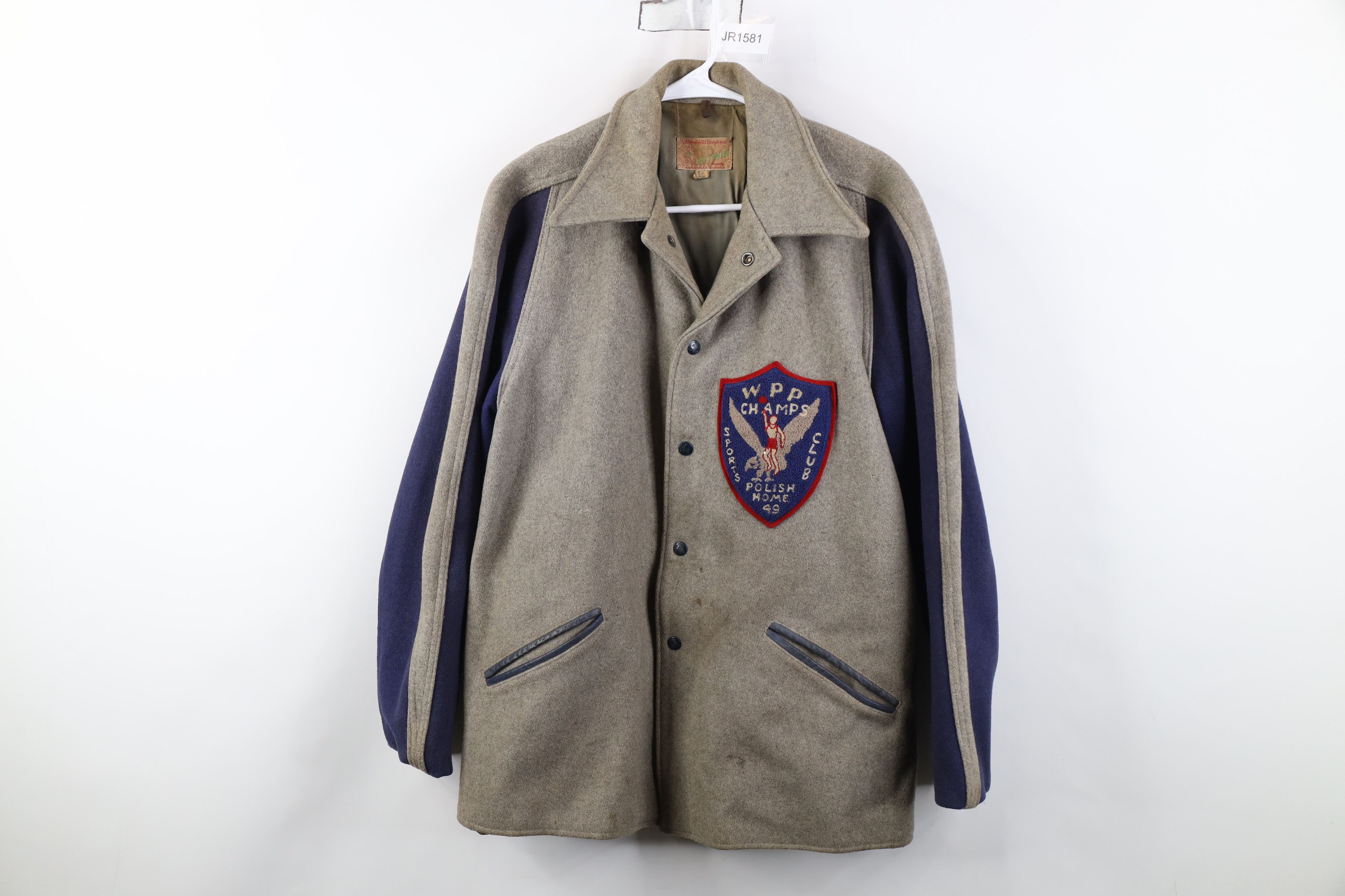 Vintage Vintage 40s 1949 Poland Basketball Champions Varsity Jacket Size US L / EU 52-54 / 3 - 1 Thumbnail