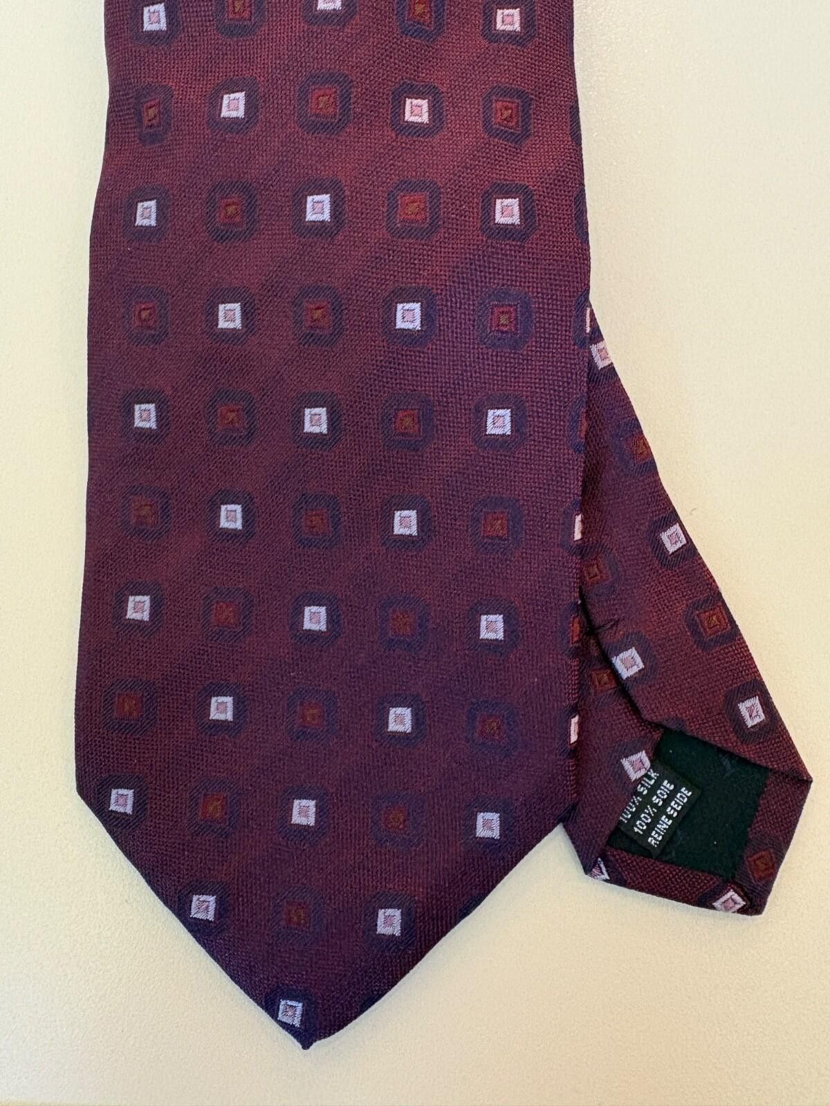 Pal Zileri Pal Zileri Italy Silk Tie Burgundy Wine Neat Geometric Size ONE SIZE - 6 Thumbnail