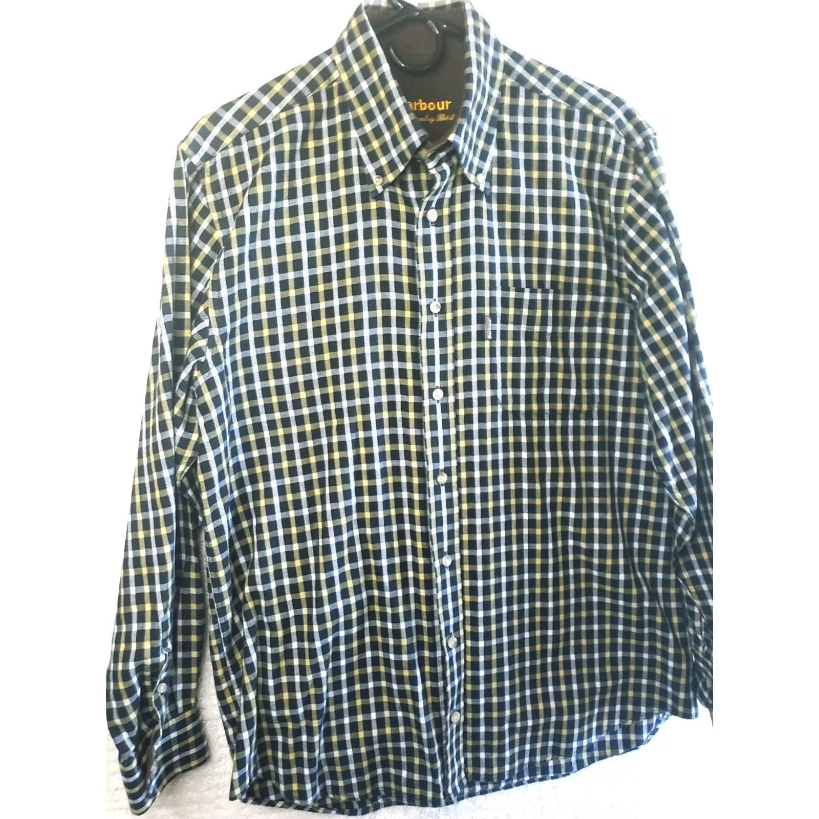 Barbour BARBOUR THE COUNTRY SHIRT BUTTON UP PLAID FLANNEL M Black Yellow White Mens Regular Cotton Shirt Button-Down Collared Vintage No Size US M / EU 48-50 / 2 - 6 Thumbnail