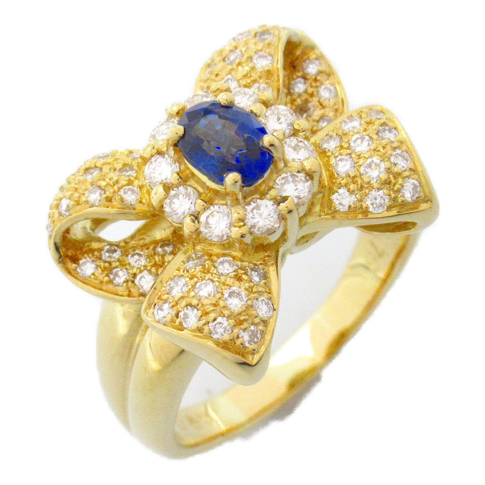 image of Jewelry Sapphire Diamond Ring Ring Blue Clear K18 (Yellow Gold) Sapphire Blue Clear, Women's