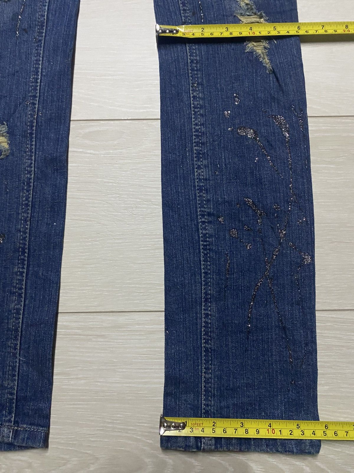 Japanese Brand Japanese Back & Forth Splatter Distressed Skinny Jeans Size US 28 / EU 44 - 17 Thumbnail