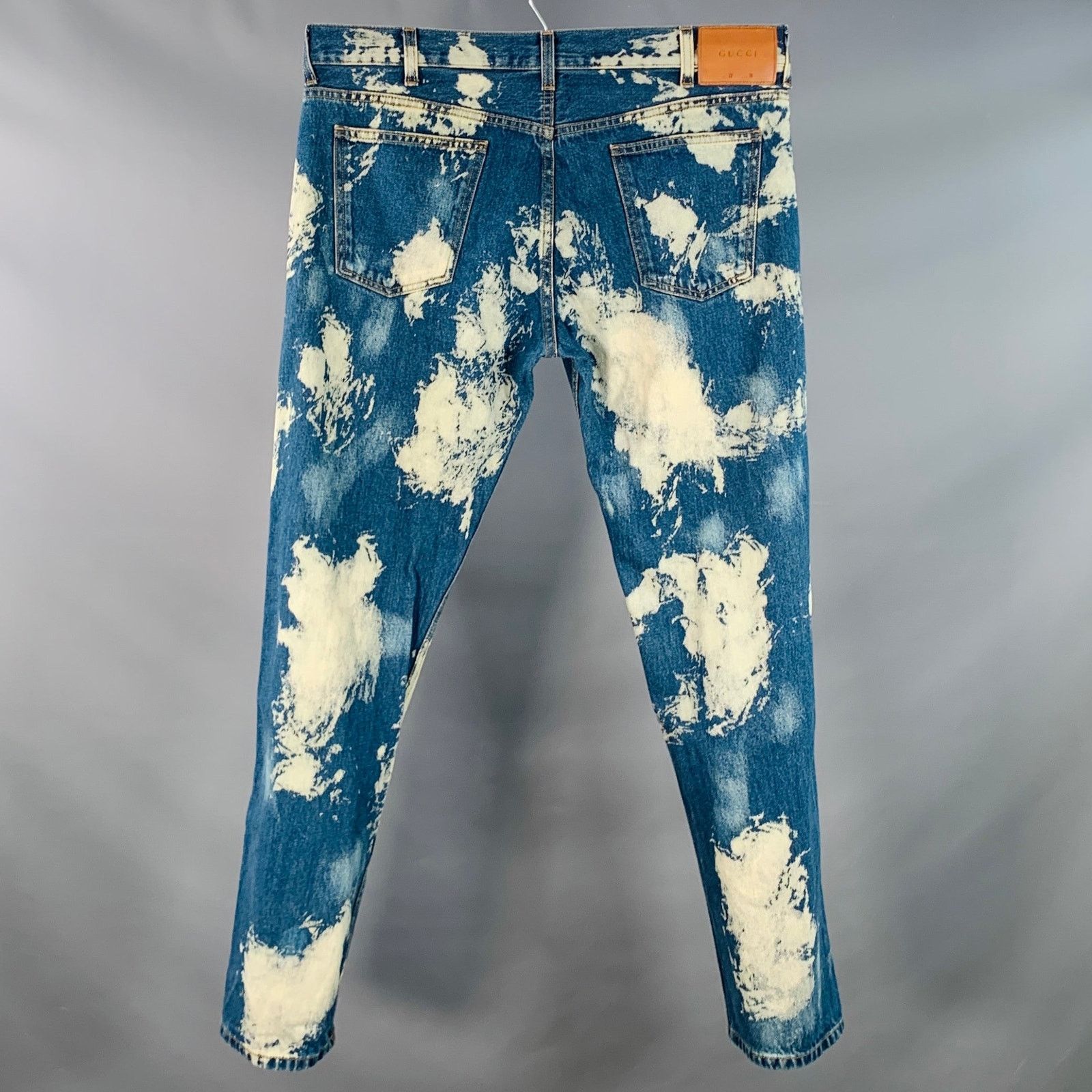 Gucci Size 36 Indigo White Bleached Denim Studded Button Fly Jeans Size US 36 / EU 52 - 4 Thumbnail