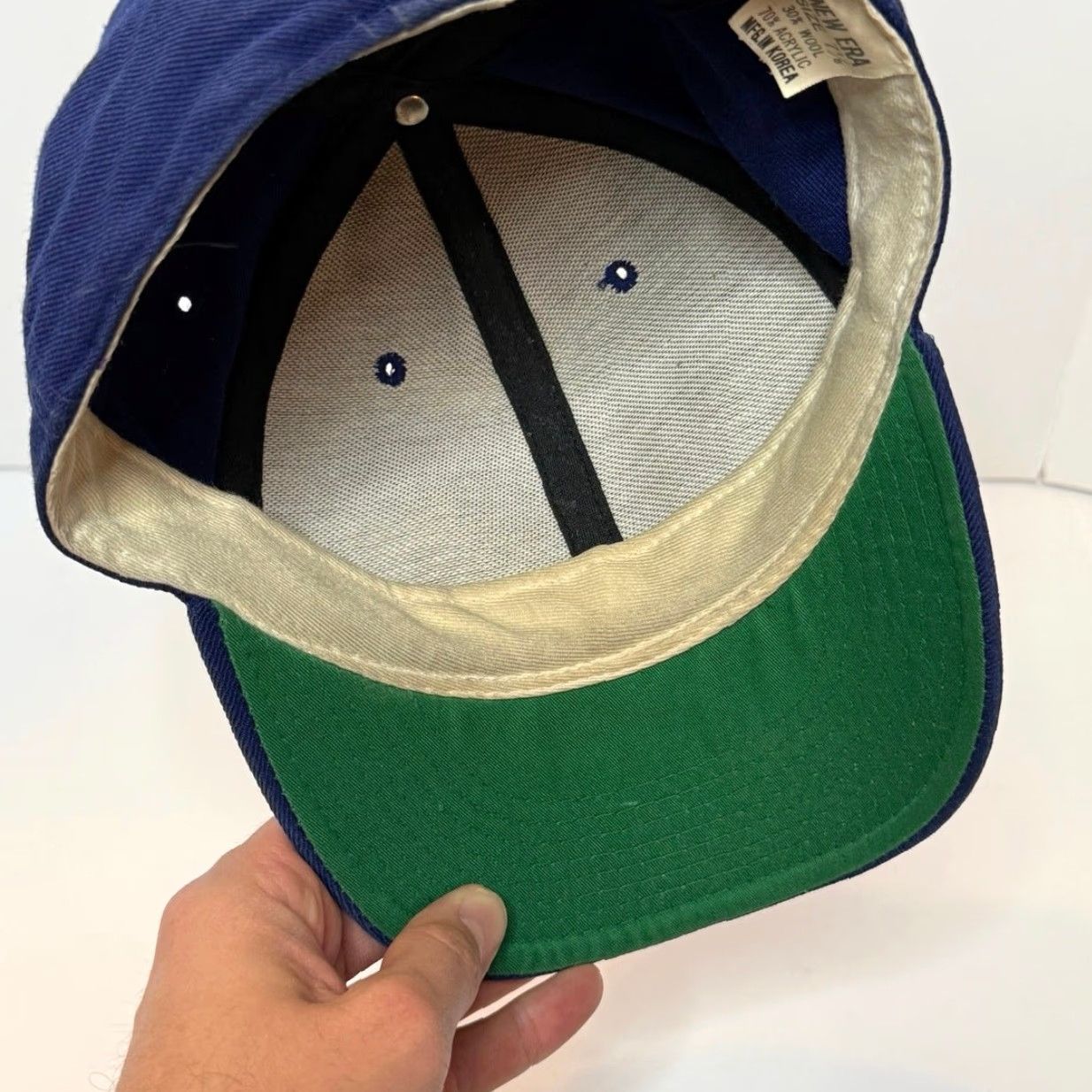 New Era VINTAGE 90s Detroit Lions New Era Pro Model Fitted Hat 7 1/8 NFL Football Blue Mens Baseball Cap 90s Sports Lions Size ONE SIZE - 7 Thumbnail