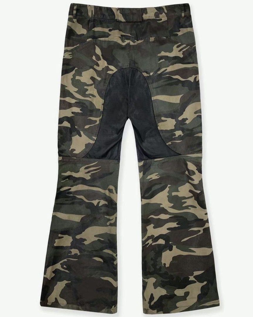 PROJECT GR COATED BIKER ARMOURED FLARE CAMO PANTS G/R