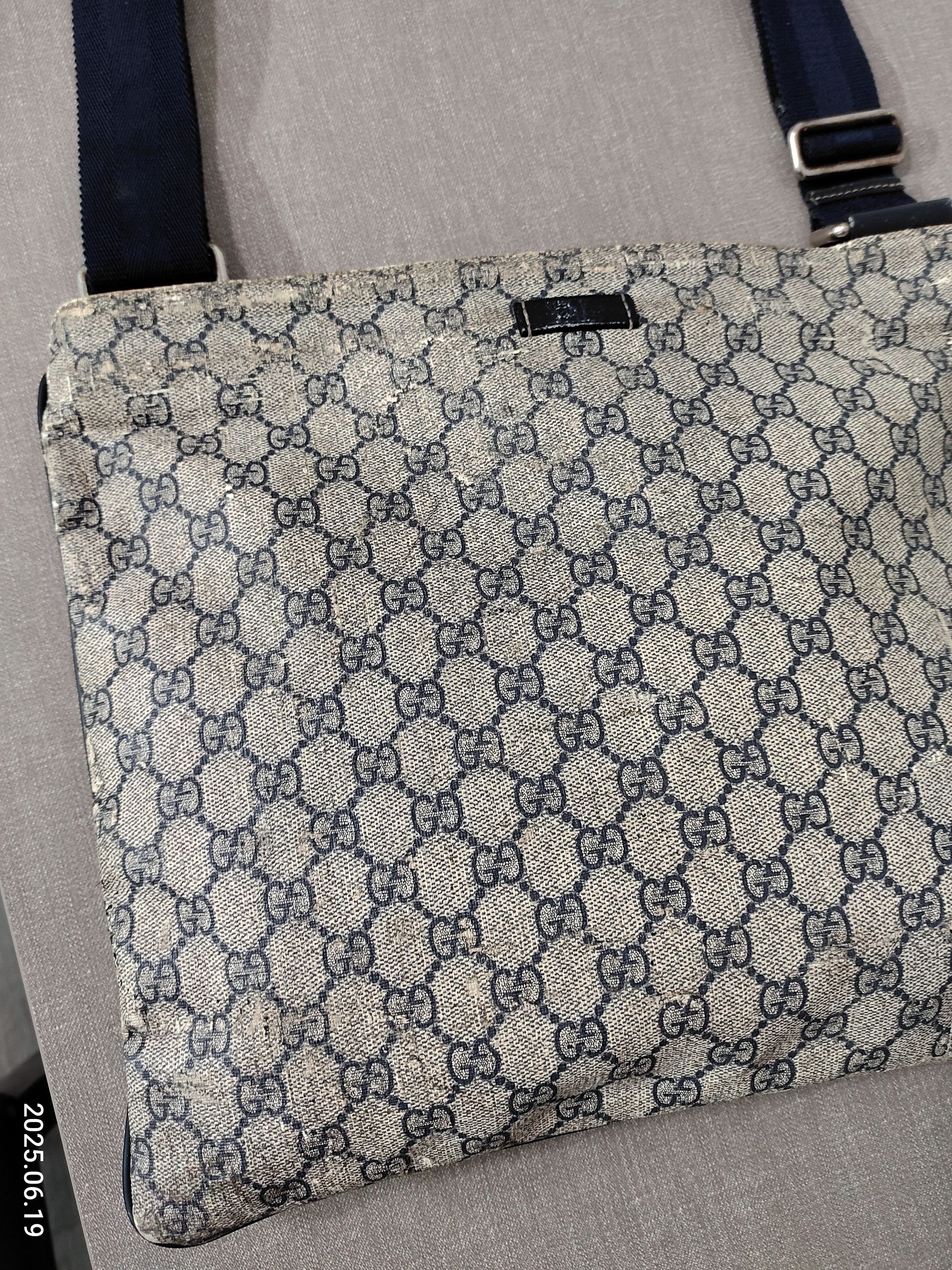 Gucci Gucci Blue Grey Gg Coated Canvas Large Messenger Bag Size ONE SIZE - 2 Thumbnail