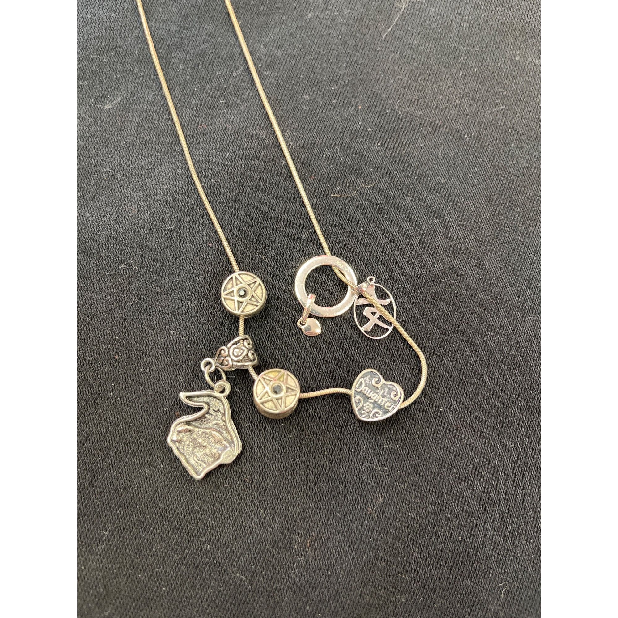 Sterling Silver Sterling silver 925 wms 14.5" necklace with 6 charms SKU 984 Size ONE SIZE - 8 Thumbnail