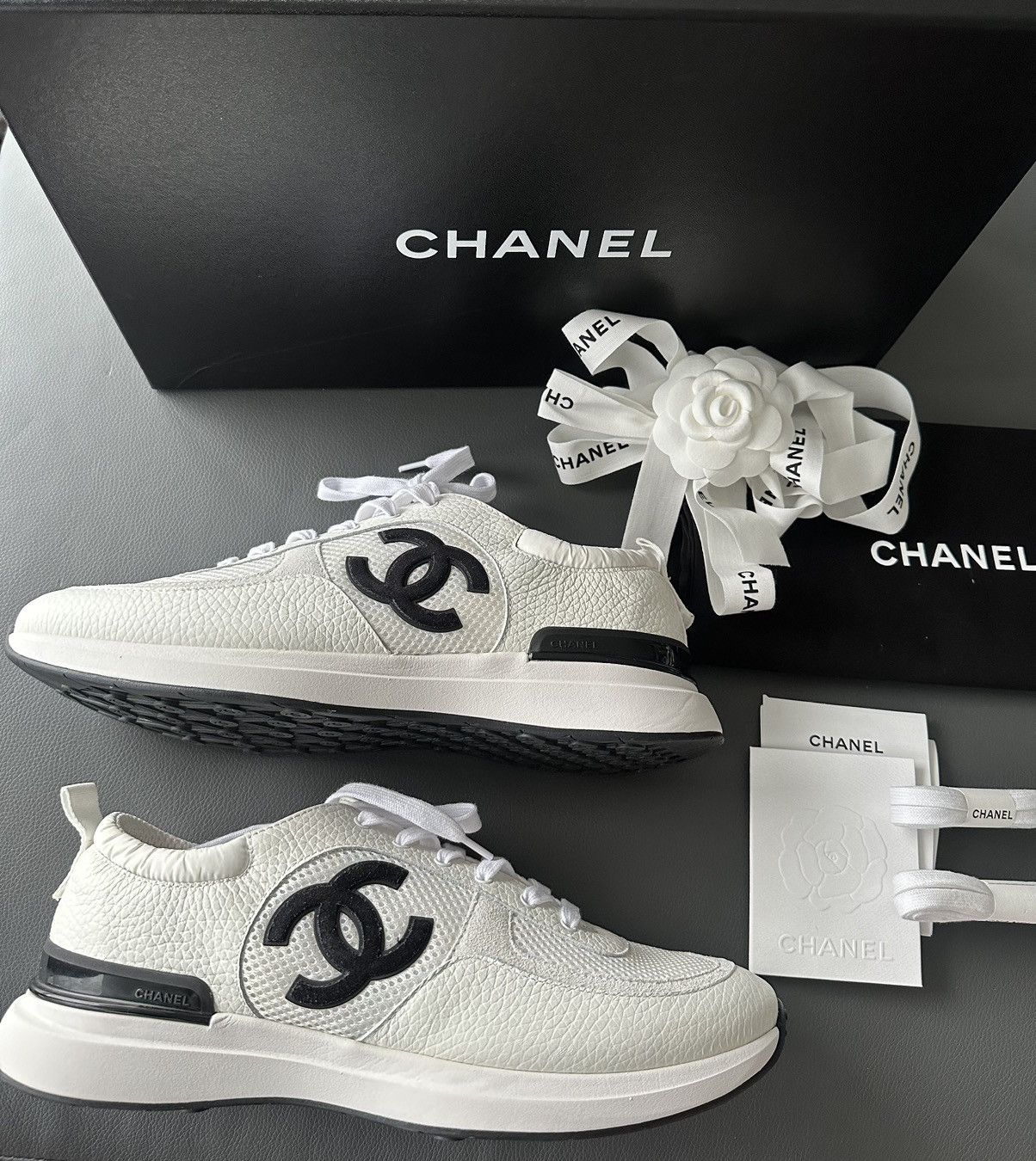 image of Super Limited Edition Chanel Logo Men’S Sneaker in White, Men's (Size 11.5)