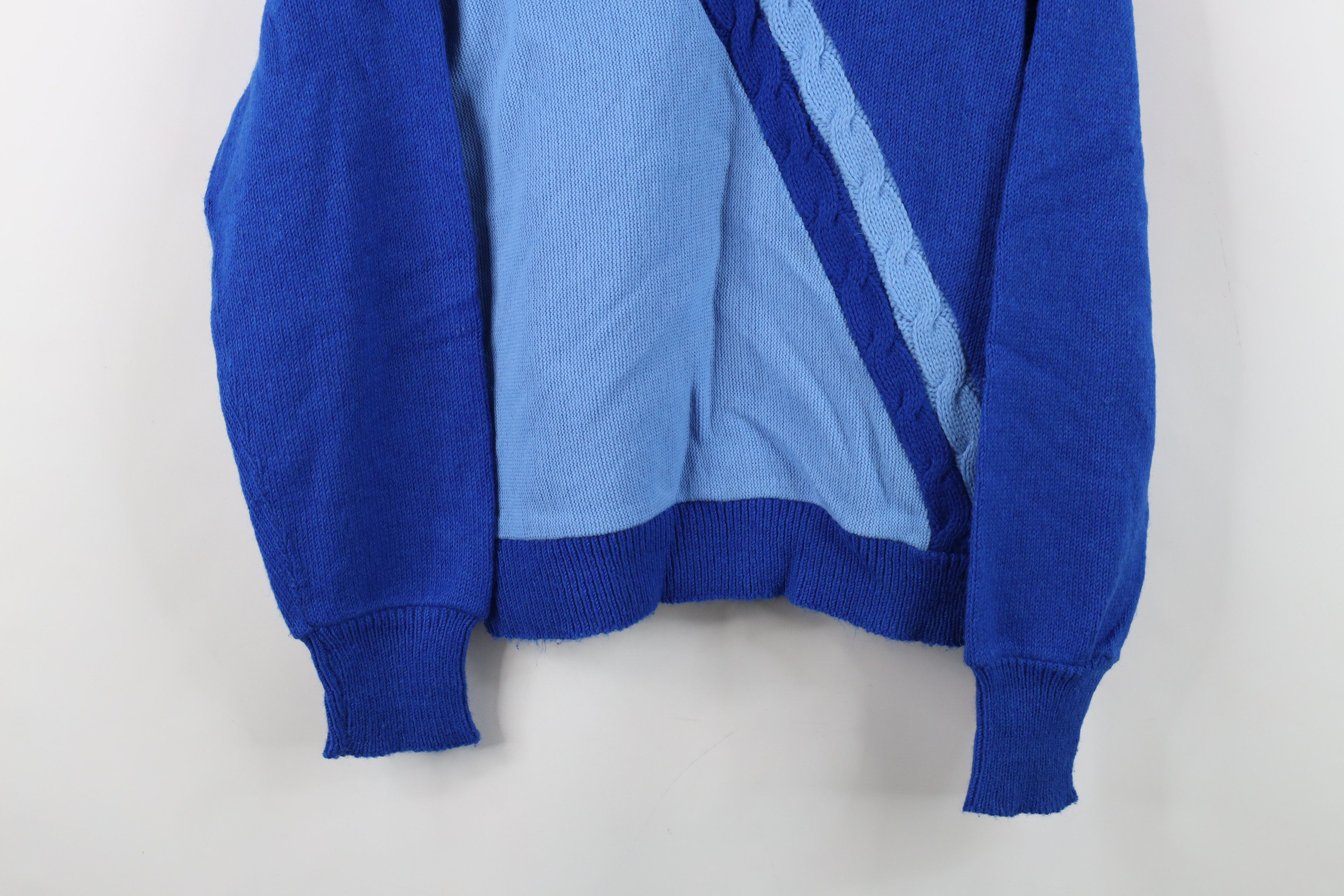 Vintage Vintage 50s Streetwear Cable Knit Sweater Blue Acrylic USA Size US M / EU 48-50 / 2 - 3 Thumbnail