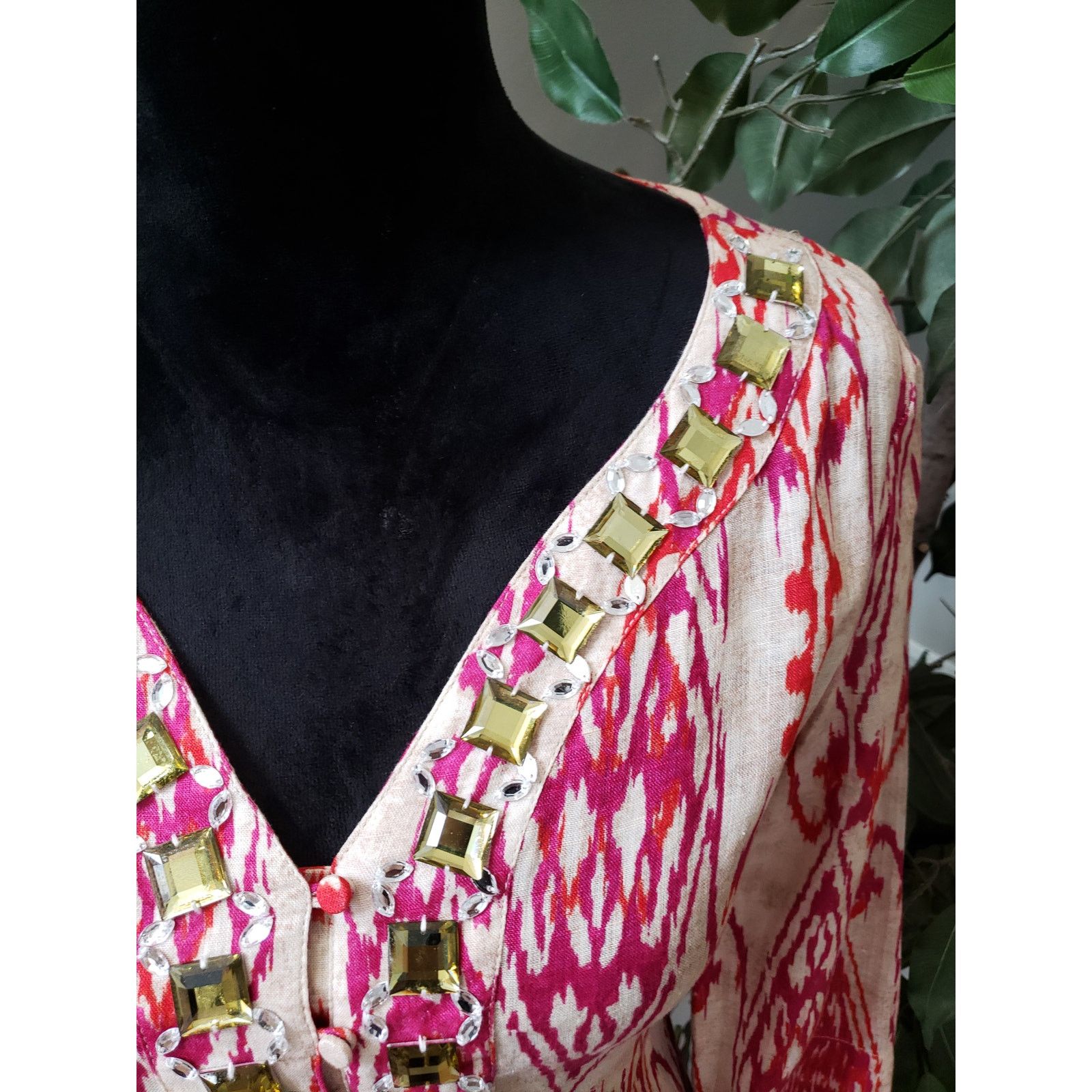 Jones New York Jones New York Signature Top S Beige Pink Ikat Print Linen Size S / US 4 / IT 40 - 8 Thumbnail