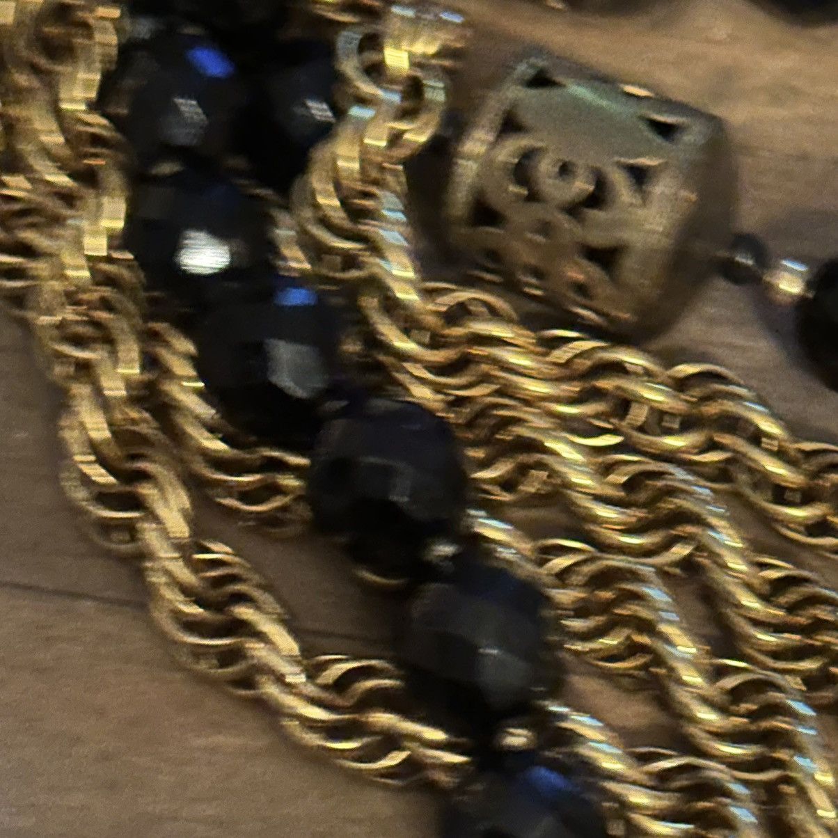 Vintage Vintage multi strand rope chain and black glass bead necklac Size ONE SIZE - 4 Thumbnail