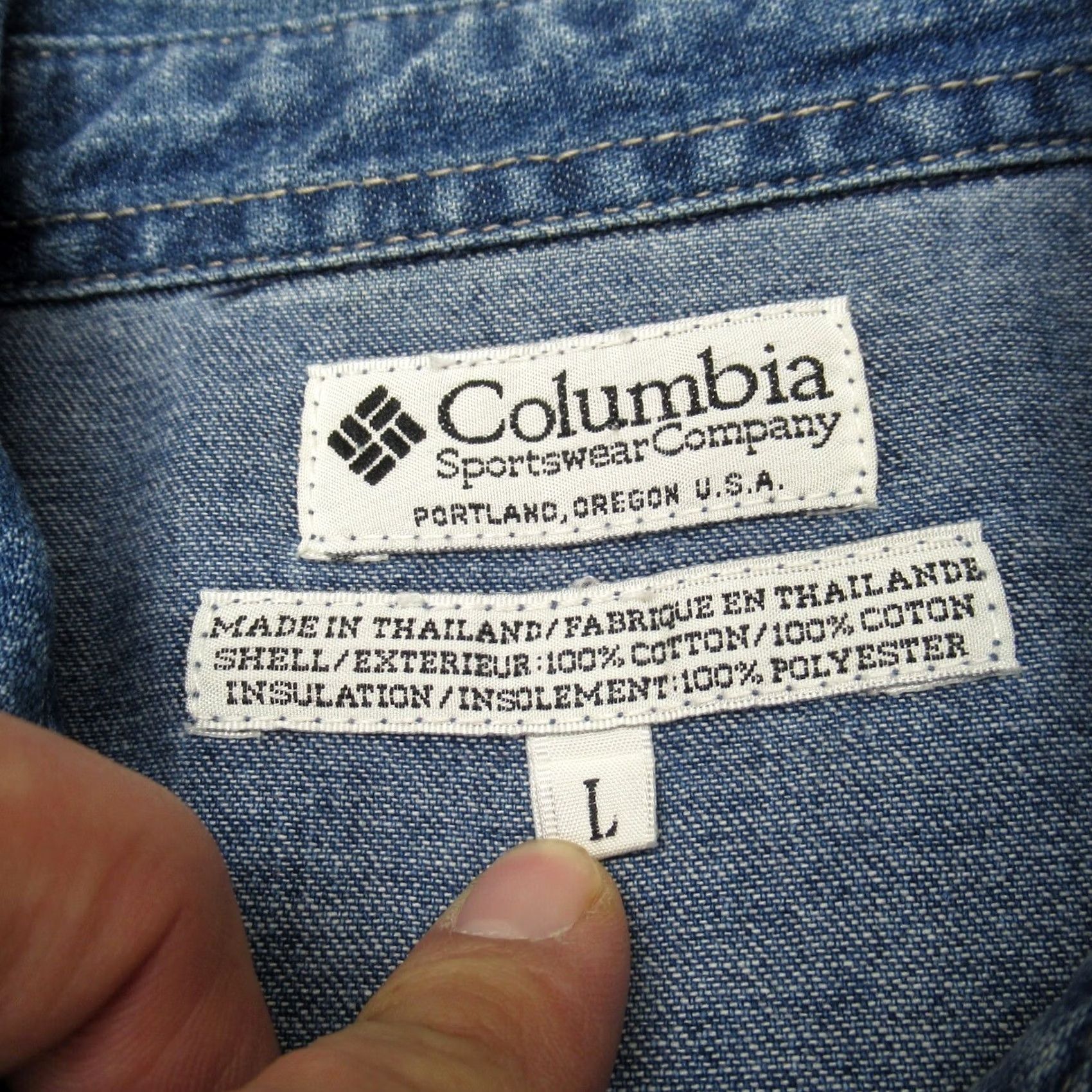 Vintage Columbia Shirt Mens Large Blue Cotton Denim Long Sleeve Button Up Pocket Size US L / EU 52-54 / 3 - 4 Thumbnail