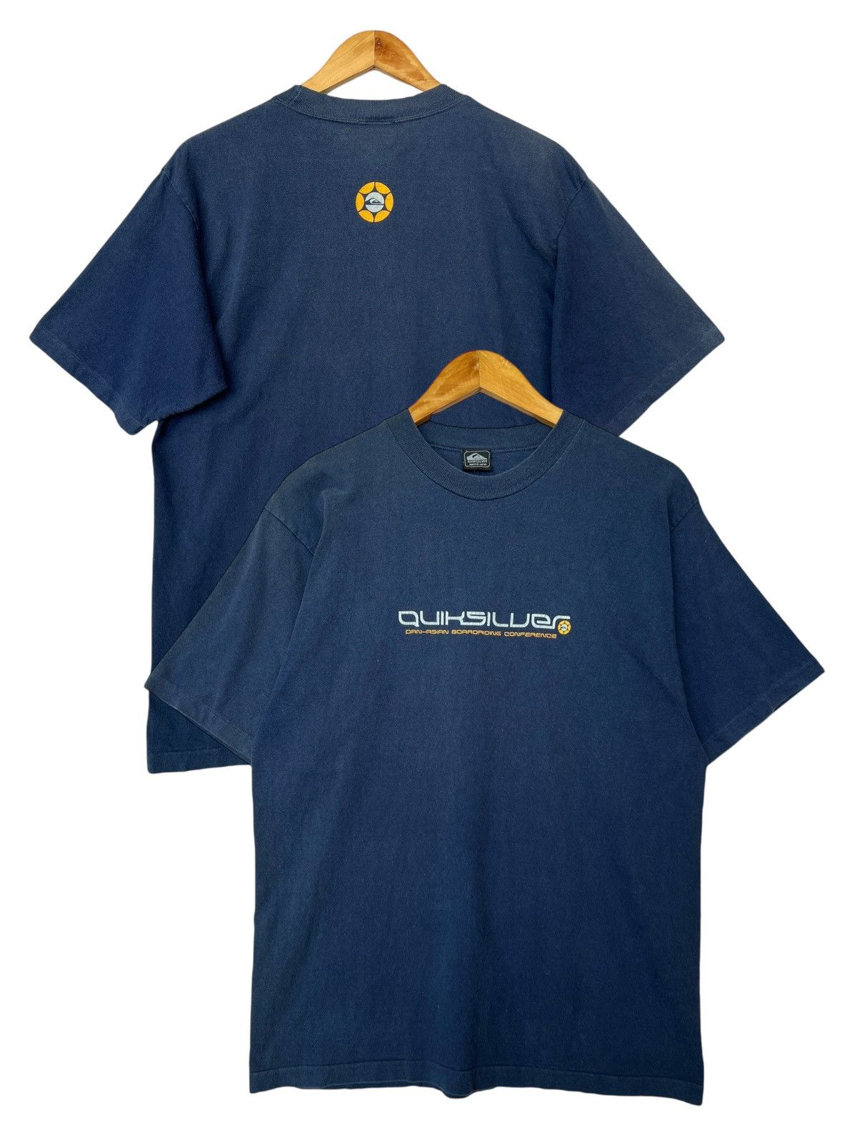 Quiksilver Vintage 90s Quiksilver Spellout Navy Tees Skate Surf Tees Size US M / EU 48-50 / 2 - 1 Thumbnail