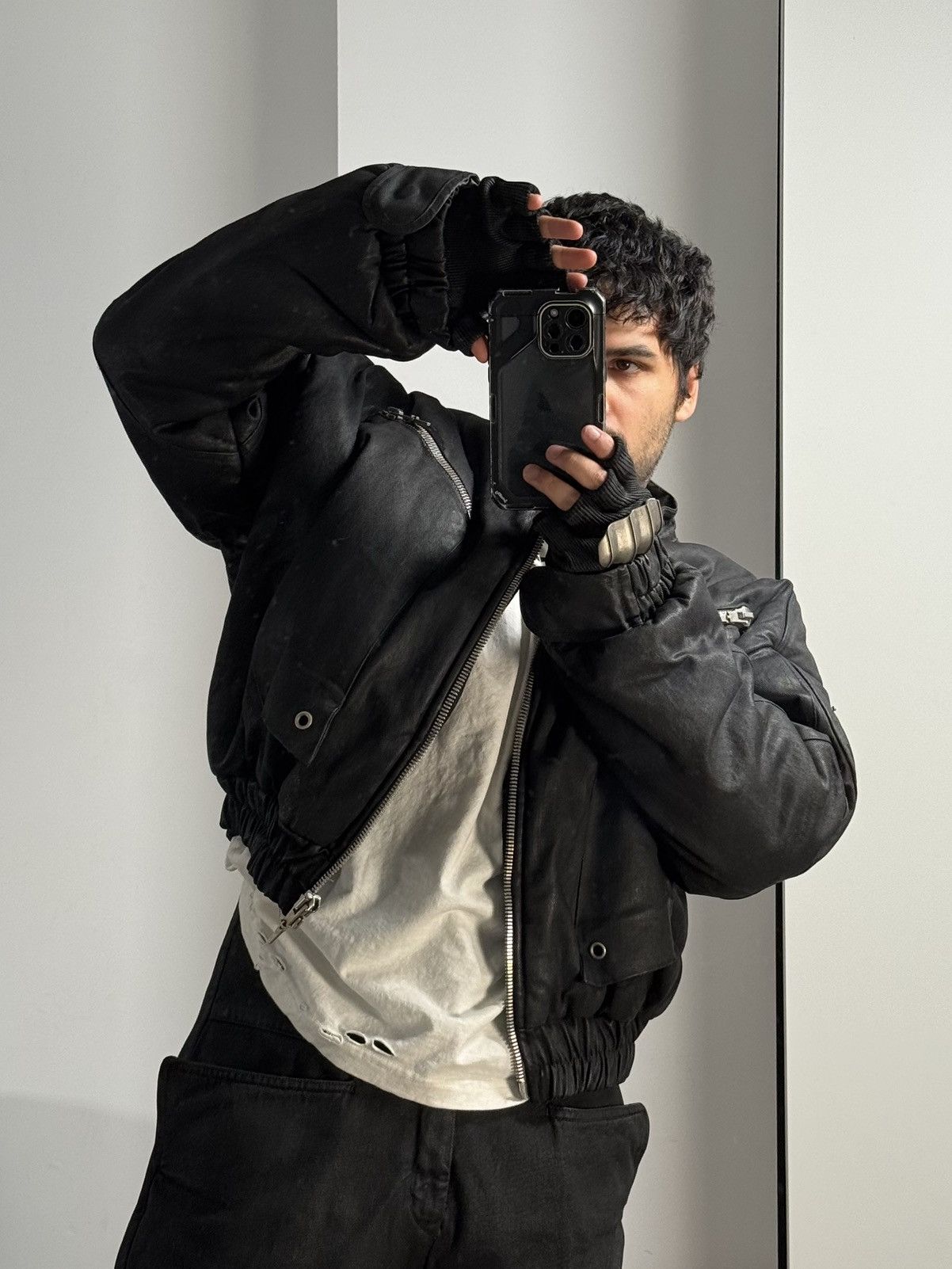 SHINE LUXURY RARE Shine Luxury “METHADONE” Layered Moto Bomber Jacket Size US S / EU 44-46 / 1 - 8 Thumbnail