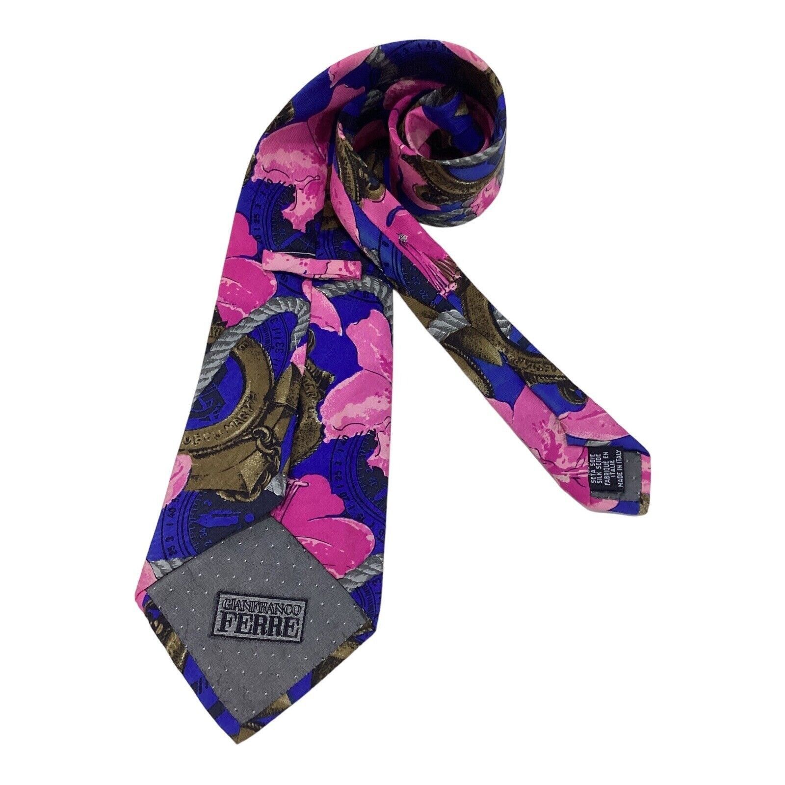 Gianfranco Ferre GIANFRANCO FERRE Blue Flower Print Luxury Silk Tie Made In I Size ONE SIZE - 2 Thumbnail