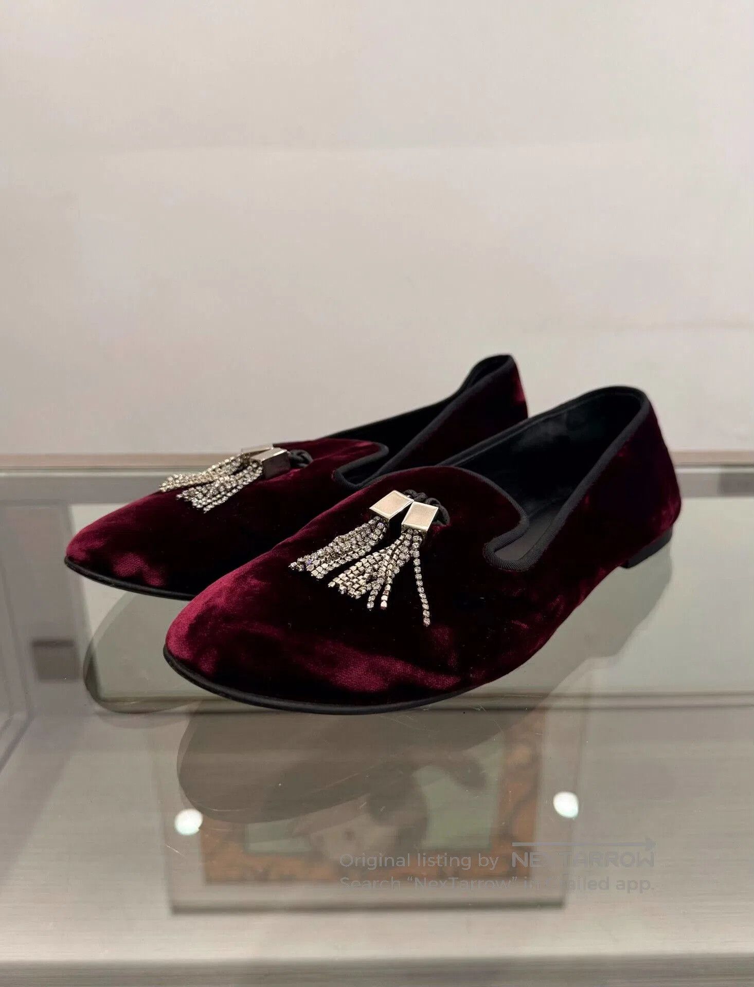 Giuseppe Zanotti Giuseppe Zanotti Red Suede Rhinestone Tassel Loafers. Size US 8 / IT 38 - 1 Thumbnail