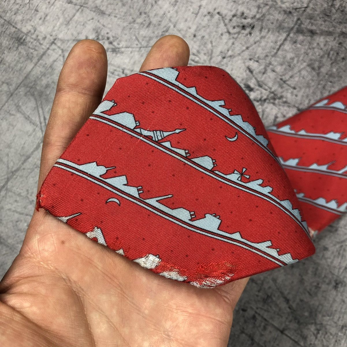 Hermes Hermes Distressed Paris Night Skyline Tie Size ONE SIZE - 6 Thumbnail