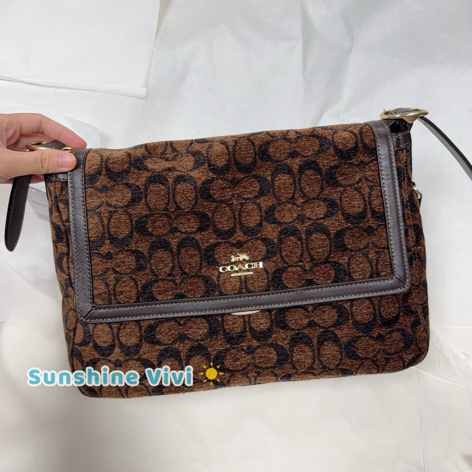 Coach NWT Limited Coach Etta Flap Shoulder Bag Chenille CCE58 Size ONE SIZE - 2 Thumbnail
