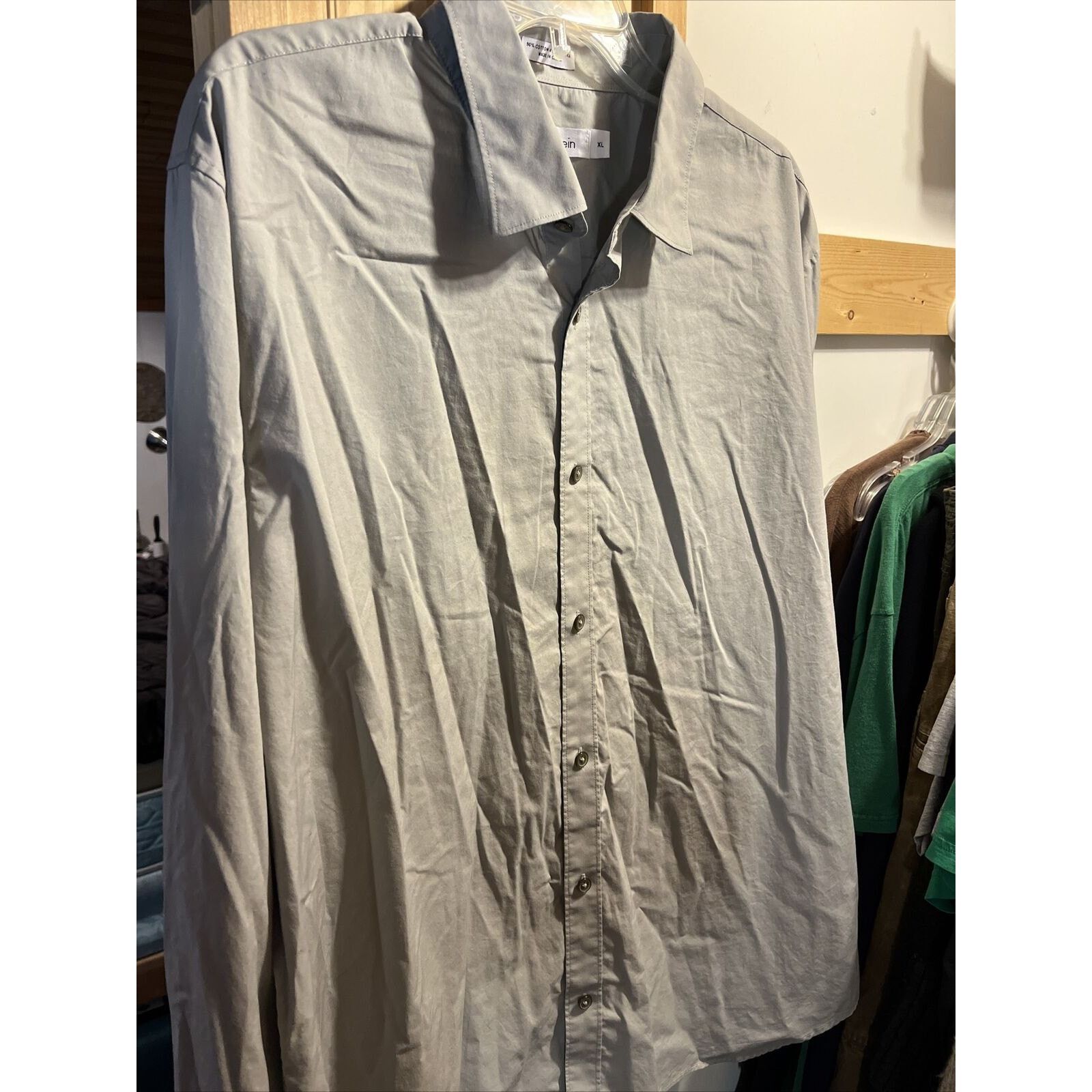 Calvin Klein Calvin Klein Men’s XL Grey LS Cotton Lastol Button Up Shirt Size US XL / EU 56 / 4 - 6 Thumbnail
