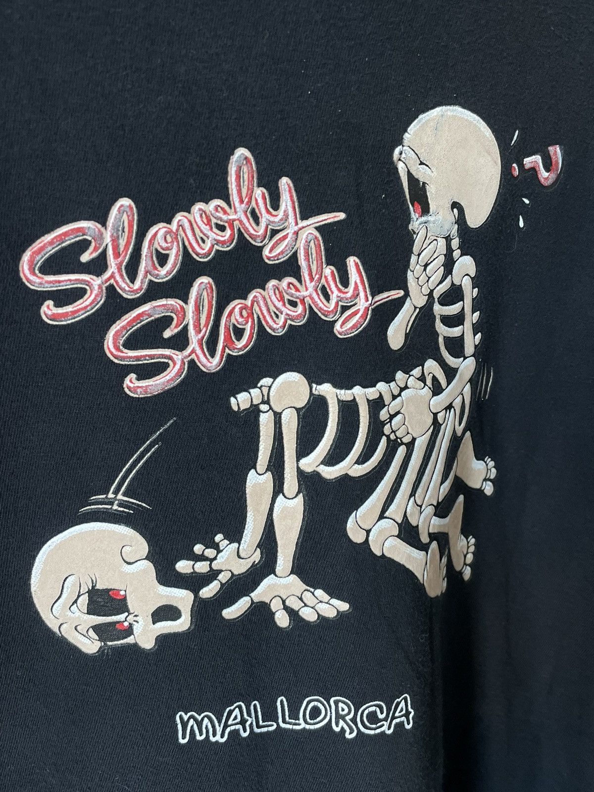 Vintage Crazy Y2K Vintage “Sex Porno Skeleton Slowly” T- Shirt Humor Size US L / EU 52-54 / 3 - 5 Thumbnail