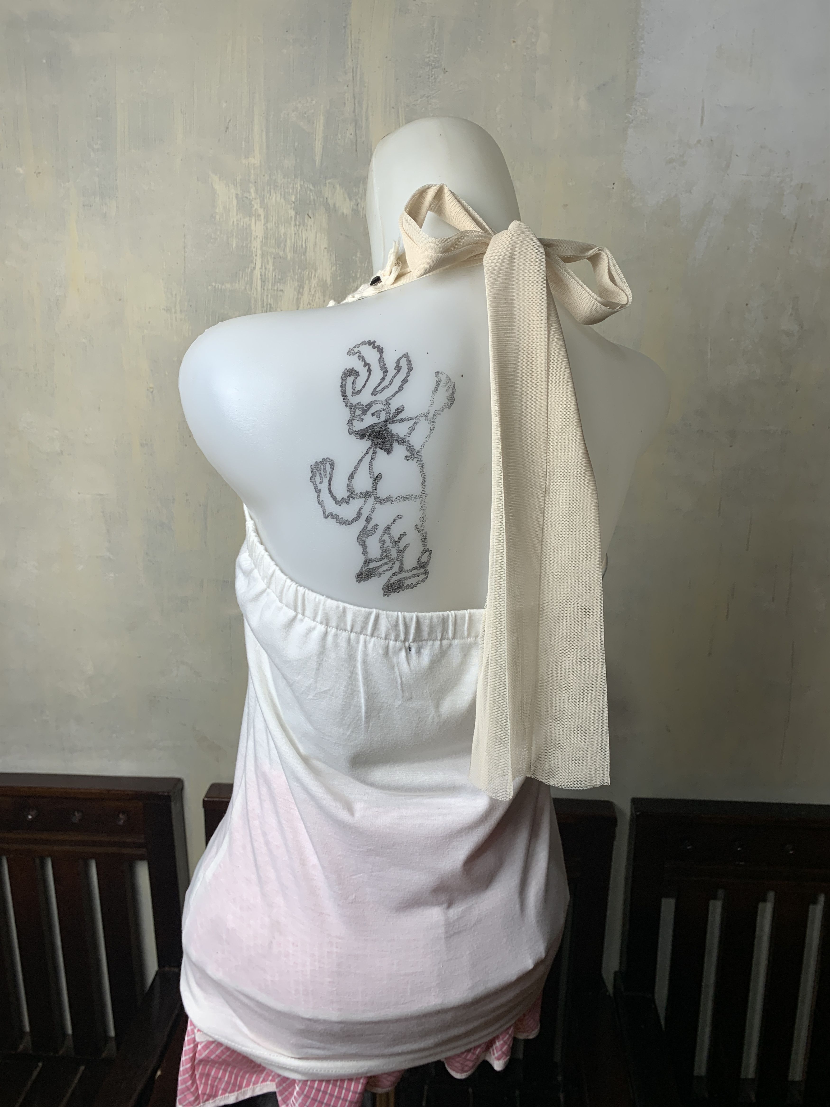 Japanese Brand Zenise White Beady Halter Top (M) Size M / US 6-8 / IT 42-44 - 3 Thumbnail