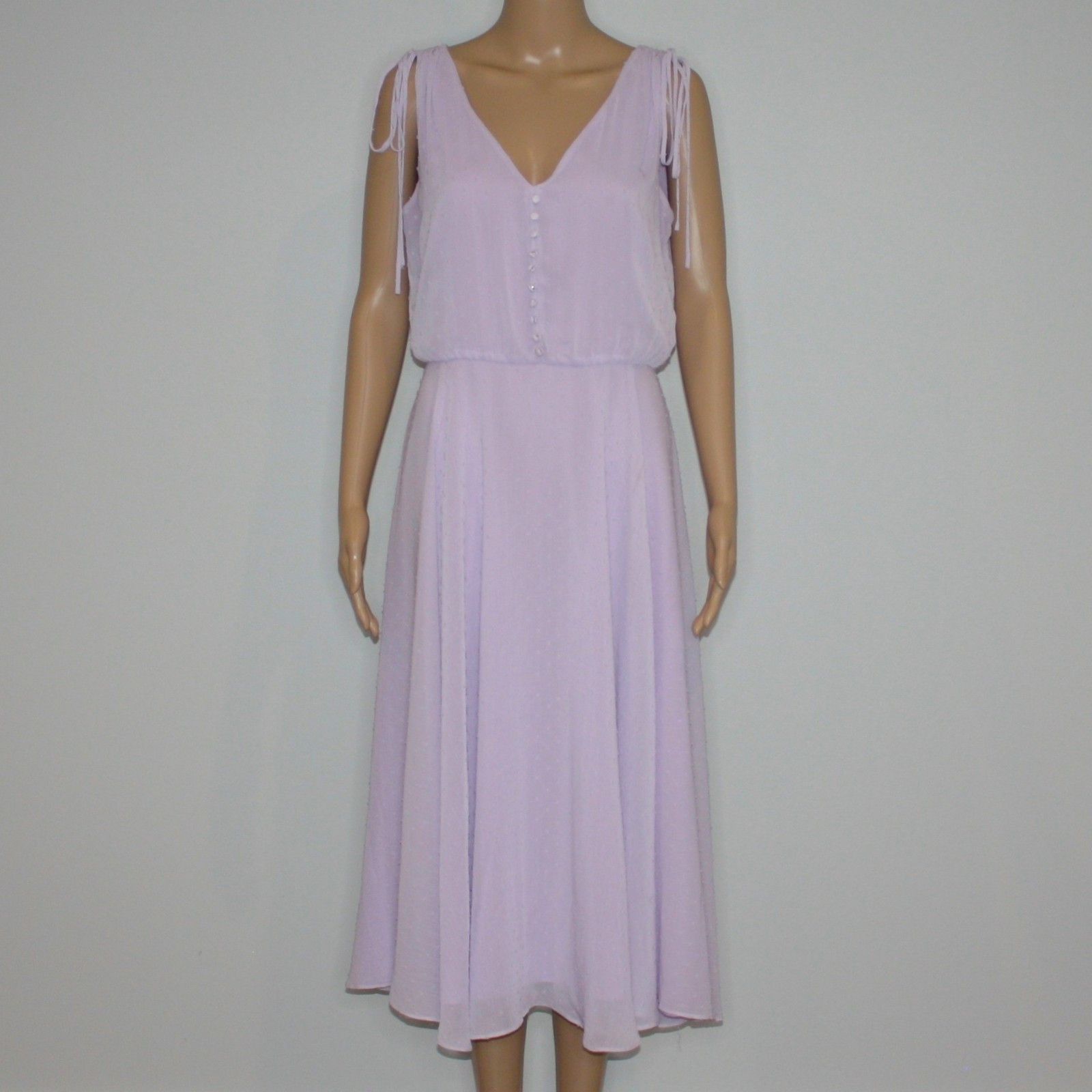 Other Gal Meets Glam Hillary Clip Dot Lilac Chiffon Midi Dress Size M / US 6-8 / IT 42-44 - 9 Thumbnail