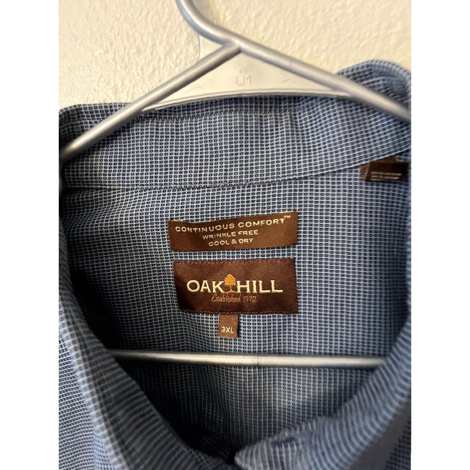 Vintage Oak Hill Button-Down Mens 3XL Blue White Long Sleeve Continuous Comfort Cool Size US XXL / EU 58 / 5 - 2 Thumbnail