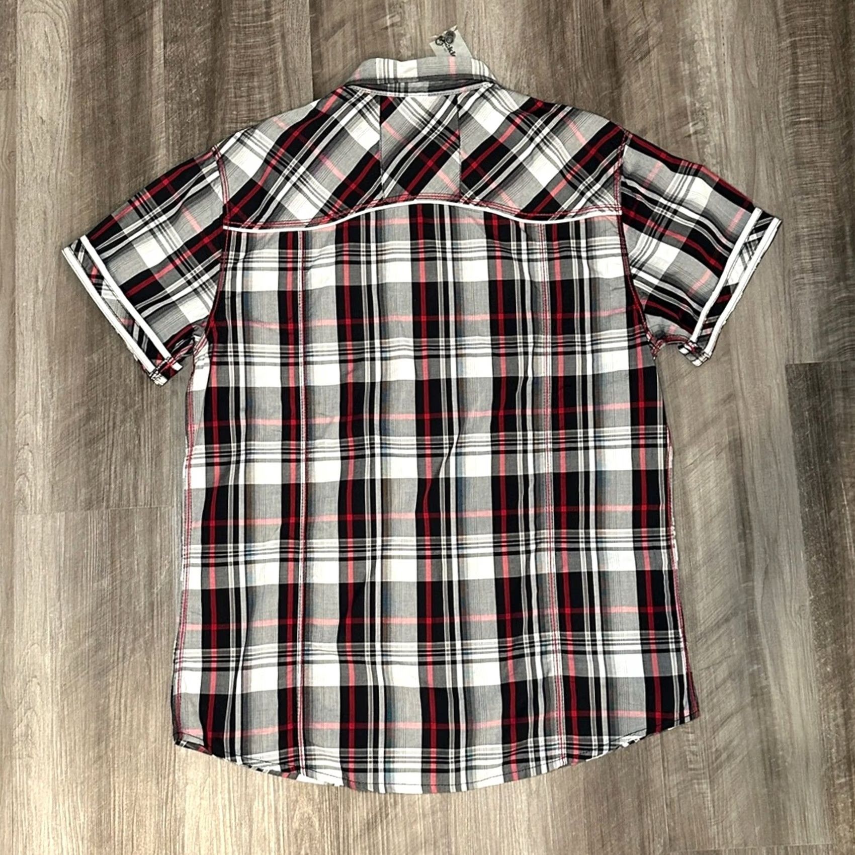 BKE BKE Standard Fit Plaid North Shirt Short Sleeve Pearl Snap Button XL Mens Black Size US XL / EU 56 / 4 - 3 Thumbnail
