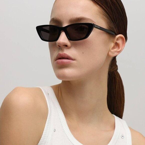 SAINT LAURENT ニュウェフ SL277 キャットアイ サンクラス Saint Laurent SL 277 010 Sunglasses - US