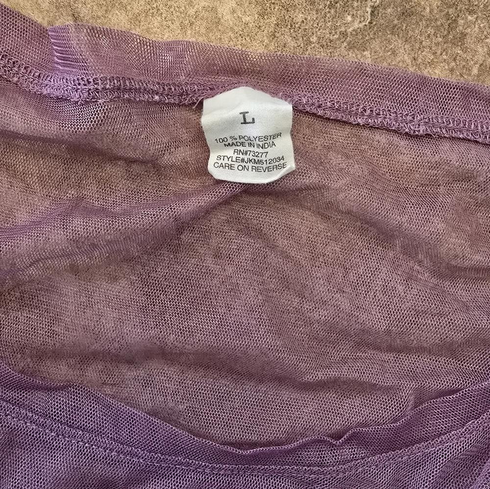 Designer Purple Sheer Detailed Cropped Short Sleeve Size L / US 10 / IT 46 - 3 Thumbnail