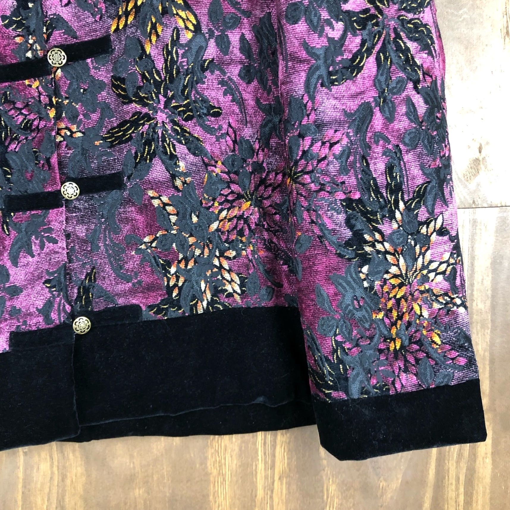 Vintage VINTAGE Wennas Womens Jacket Purple Chinese Style Jacquard Floral Boho 17 Size XXL / US 16-18 / IT 52-54 - 4 Thumbnail