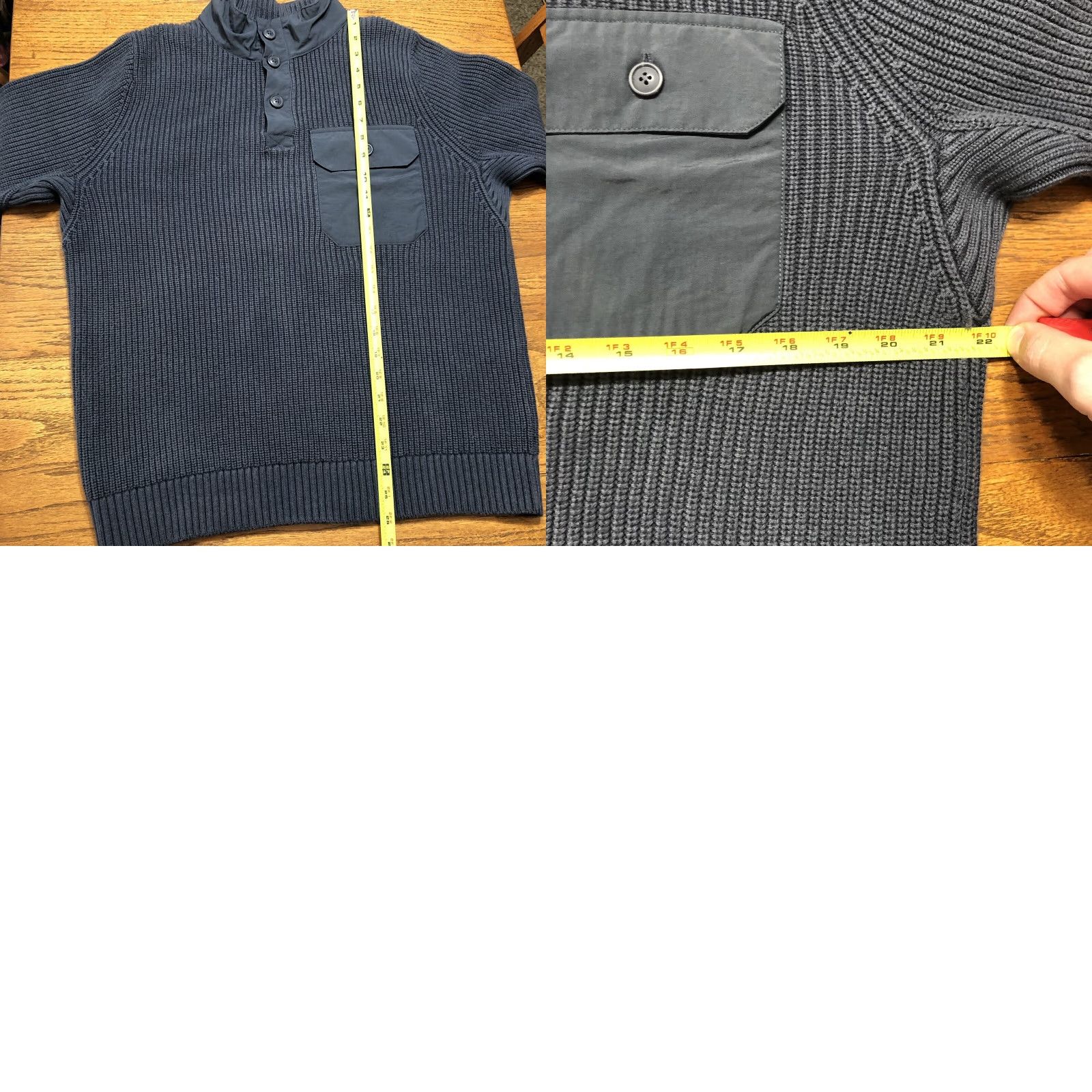 CO Duluth Trading Co Mens M Faded Blue Shawl Collar Henley Pullover Elbow Patch Sweater Shirt? Size US M / EU 48-50 / 2 - 8 Thumbnail
