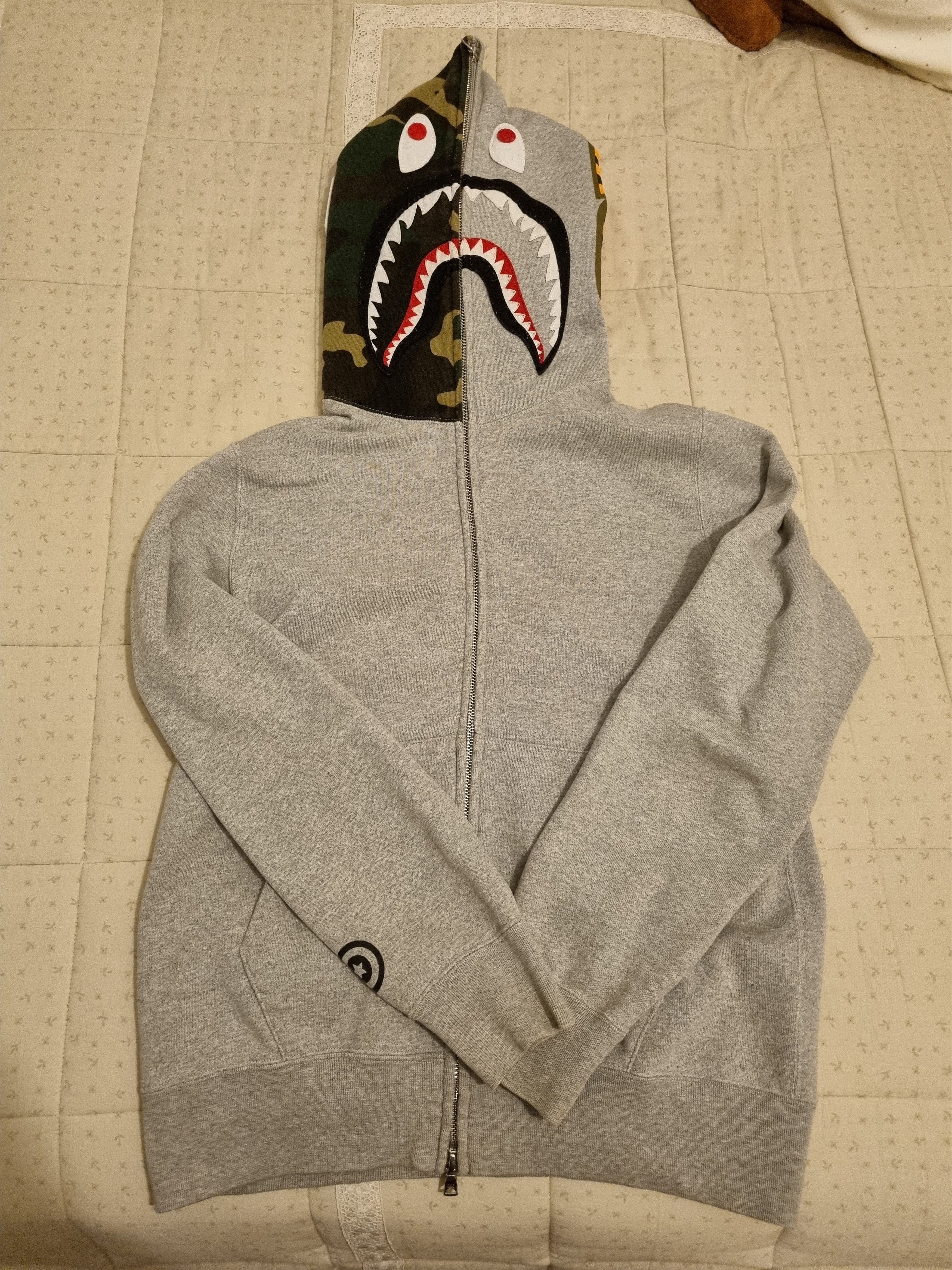 image of Bapeland 1St Anniversary Shark Full Zip Hoodie in Grey, Men's (Size Medium)