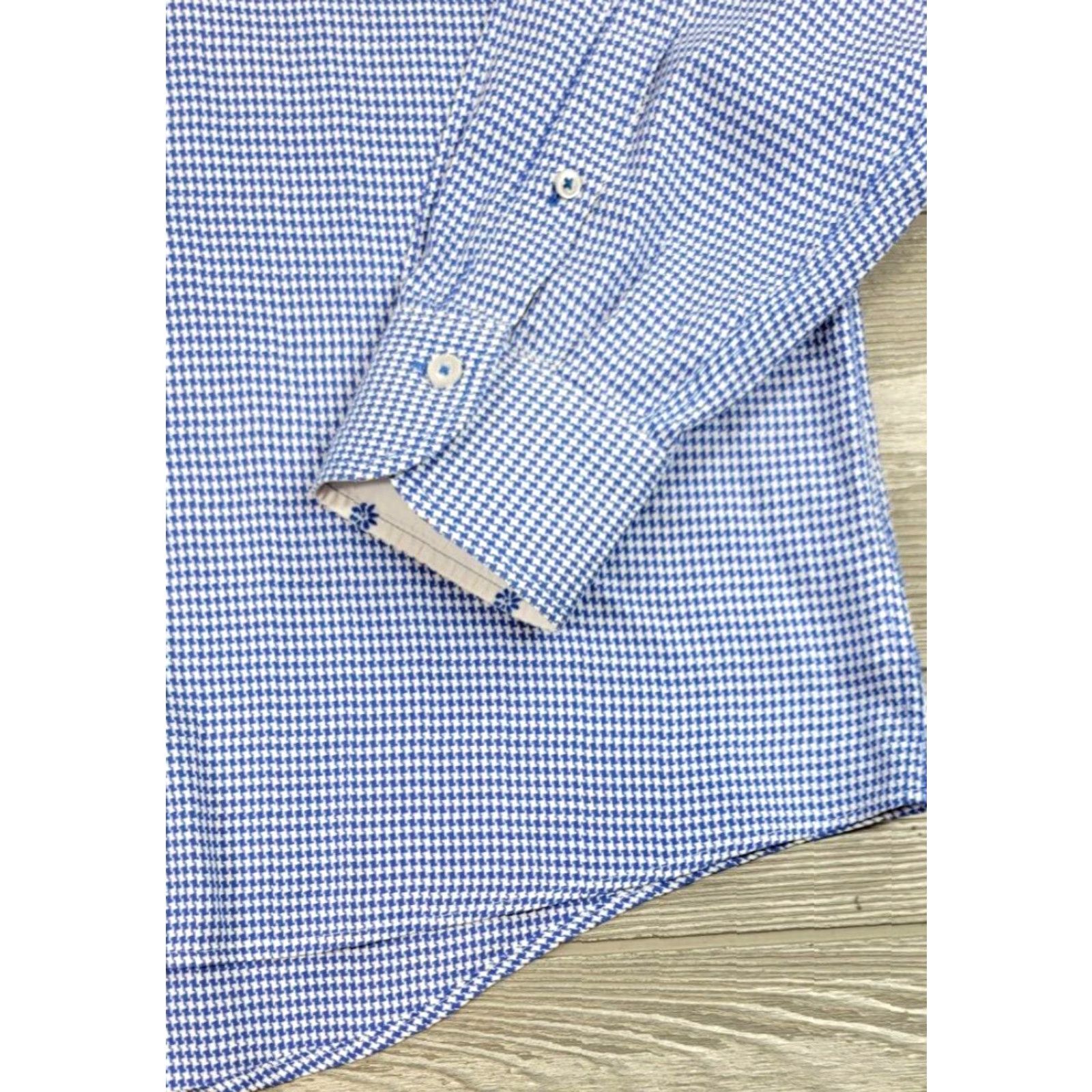 George Georg Roth Los Angeles Long Sleeve Button Up Shirt Houndstooth Mens L Blue White Multicolor Button-Up Shirt L Mens Size US L / EU 52-54 / 3 - 5 Thumbnail