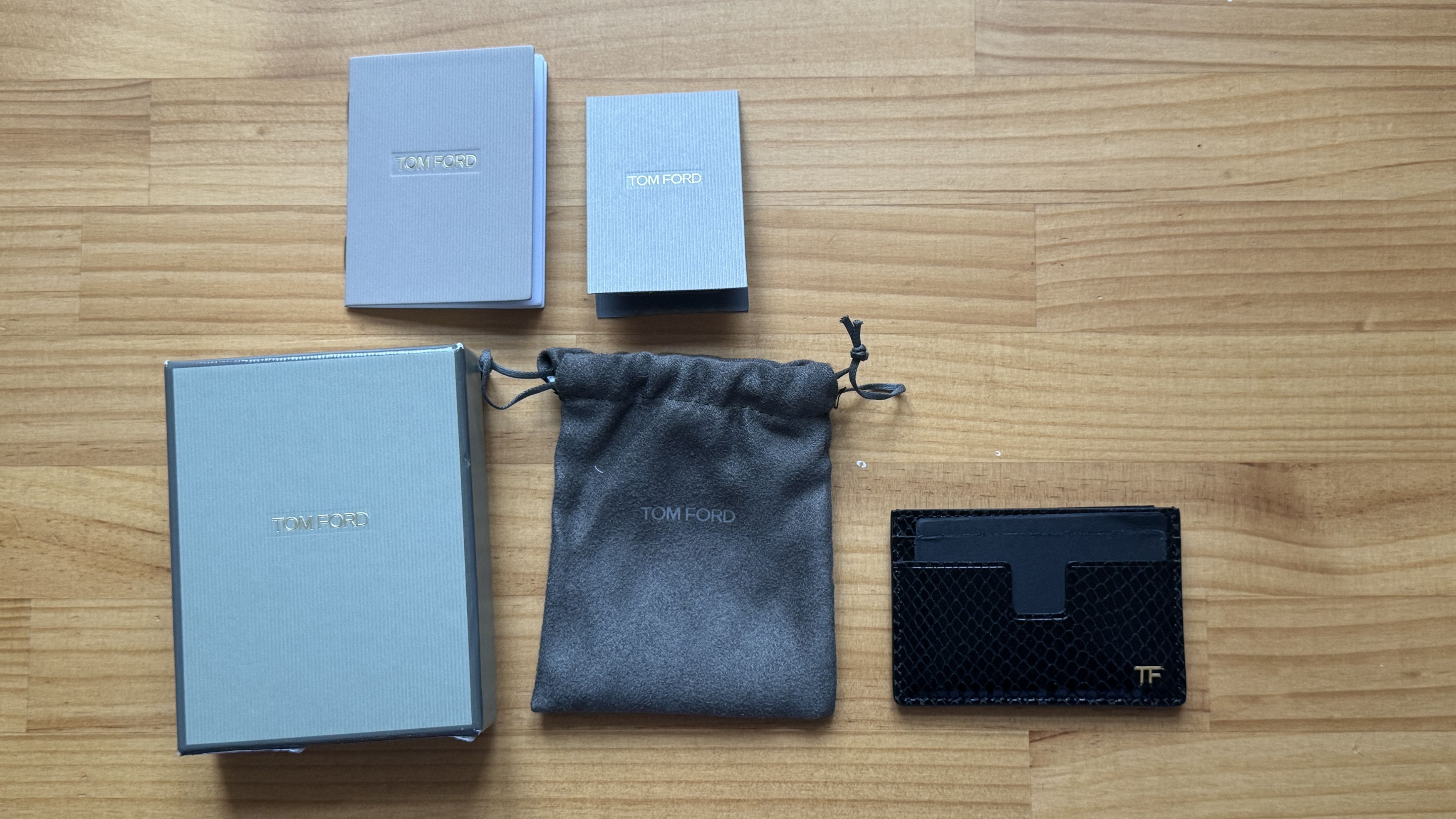 Tom Ford Black Card Holder In Printed Python Leather Size ONE SIZE - 6 Thumbnail