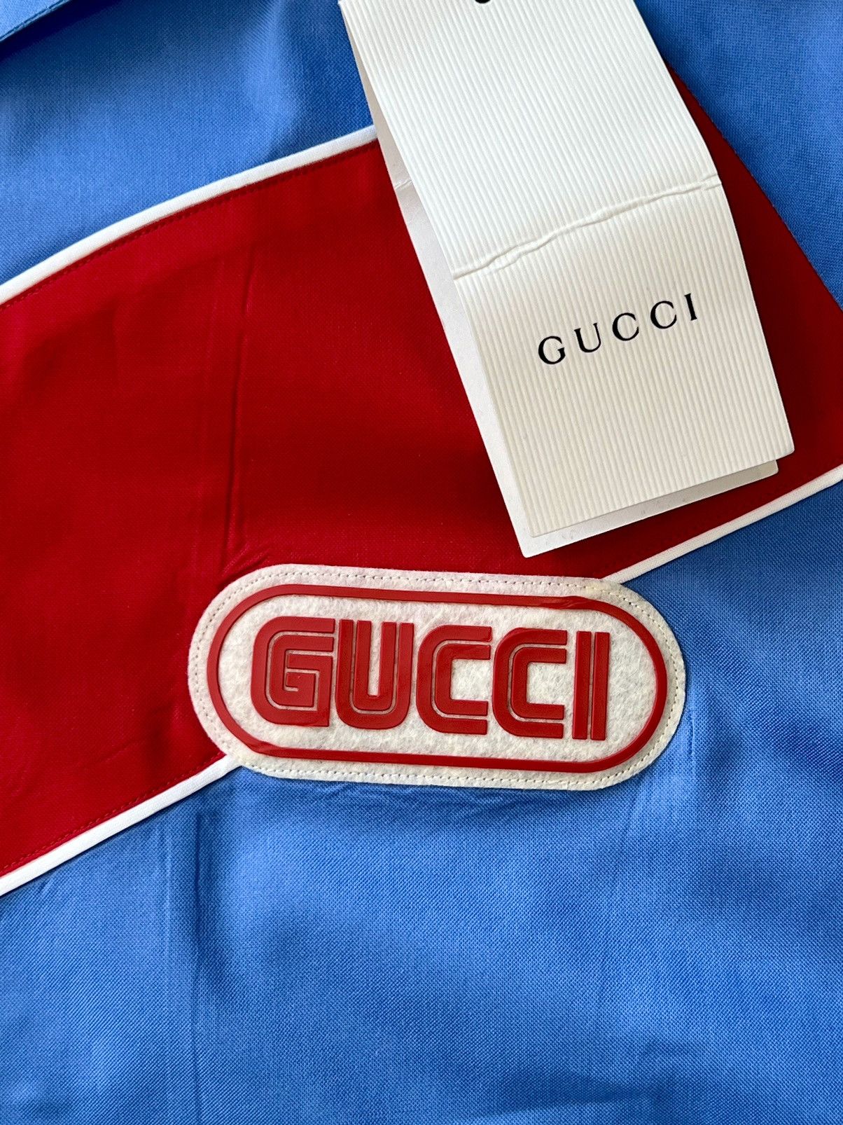 Gucci NeW FINAL OFFER Gucci Blue/Red Logo Camp Bowling Shirt 48 Size US M / EU 48-50 / 2 - 6 Thumbnail