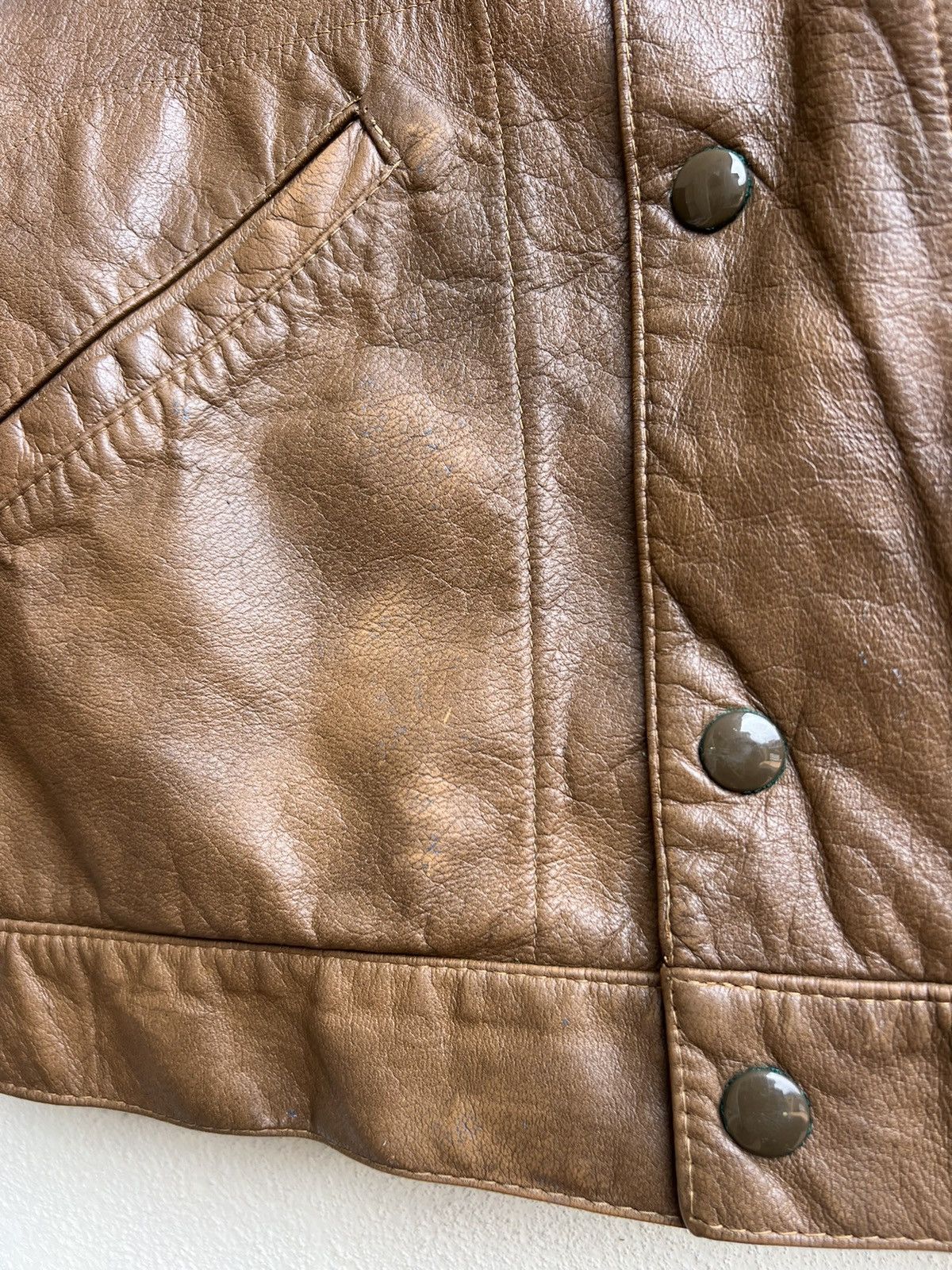Leather Vintage 60s 70s Lakeland Patina Brown Trucker Leather Jacket Size US M / EU 48-50 / 2 - 8 Thumbnail